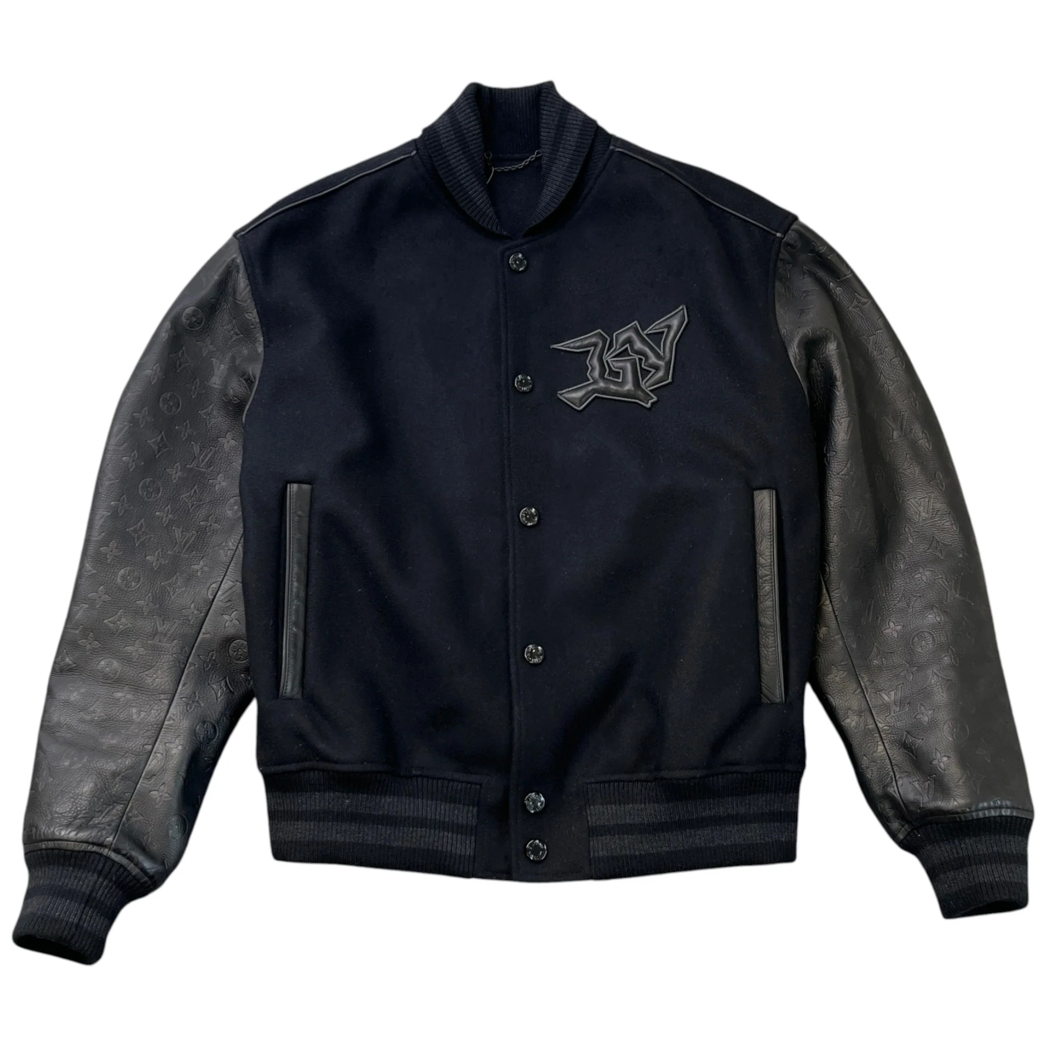 Men's Embossed Monogram Varsity Jacket Black Size IT 52 / XL