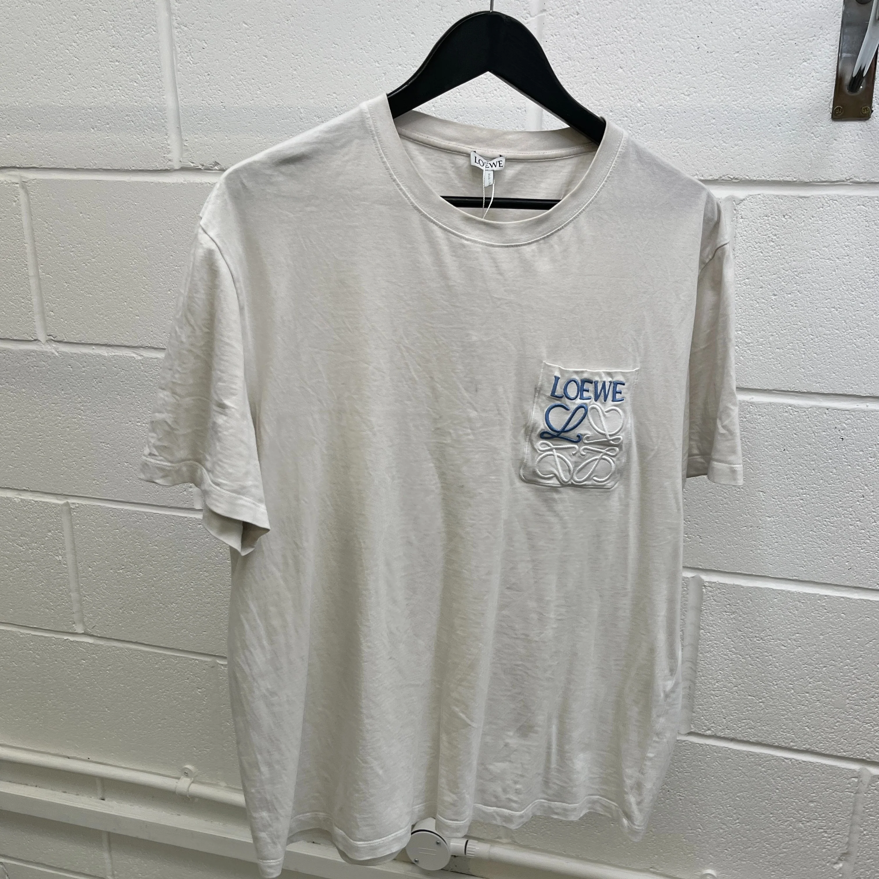 Men's Embroidered Anagram Logo T-Shirt White Size XL - Image 8