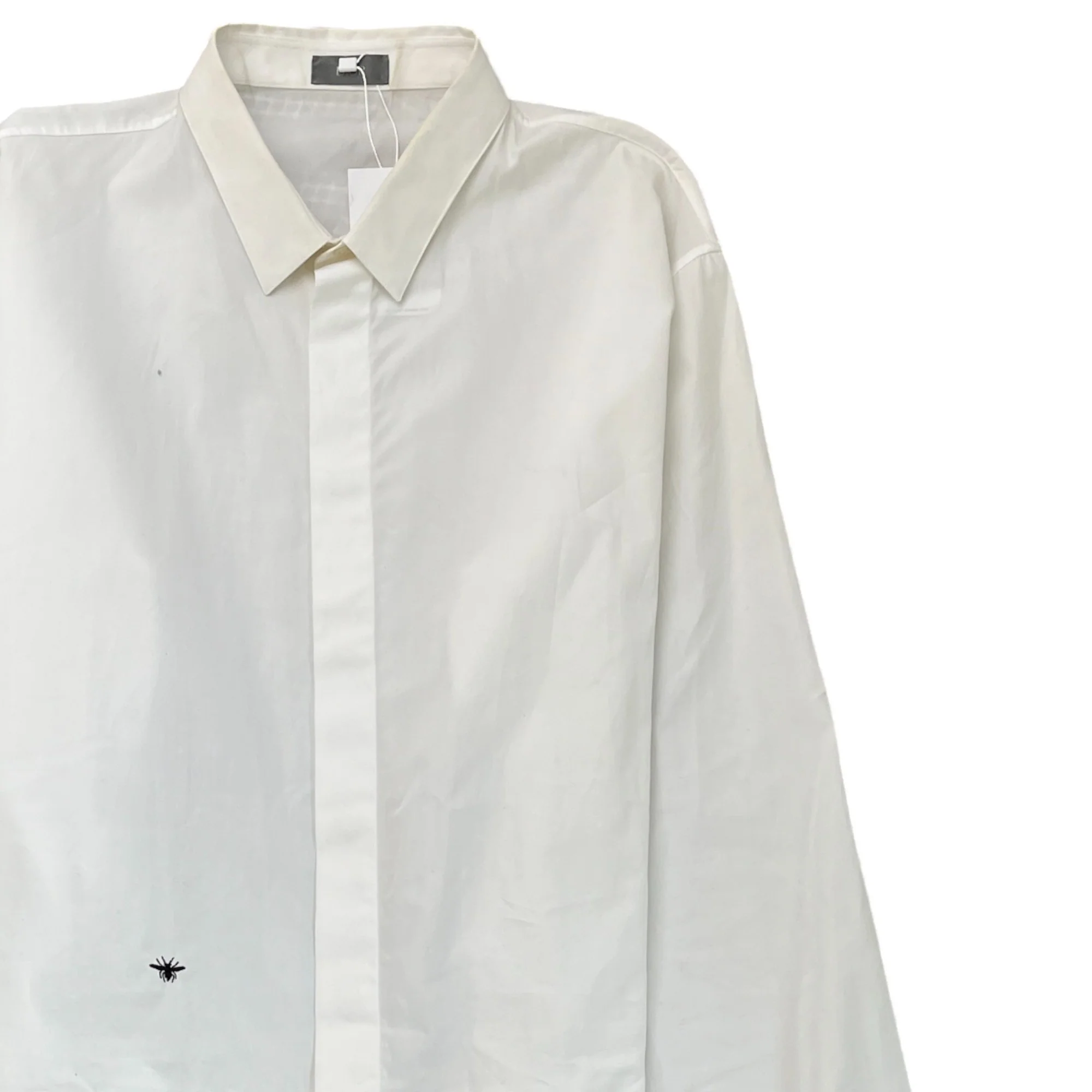 Men's Embroidered Bee Long Sleeve Shirt White Size IT 46 / UK S - Image 3