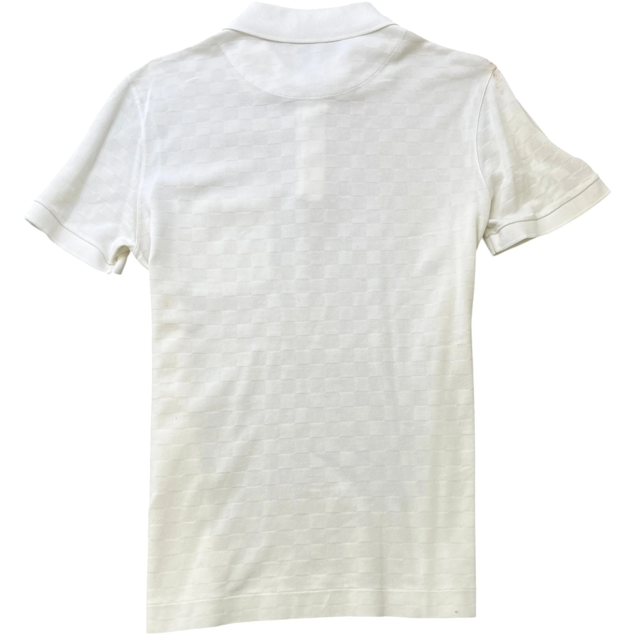 Men's Embroidered Damier Logo Polo Shirt White Size S - Image 2