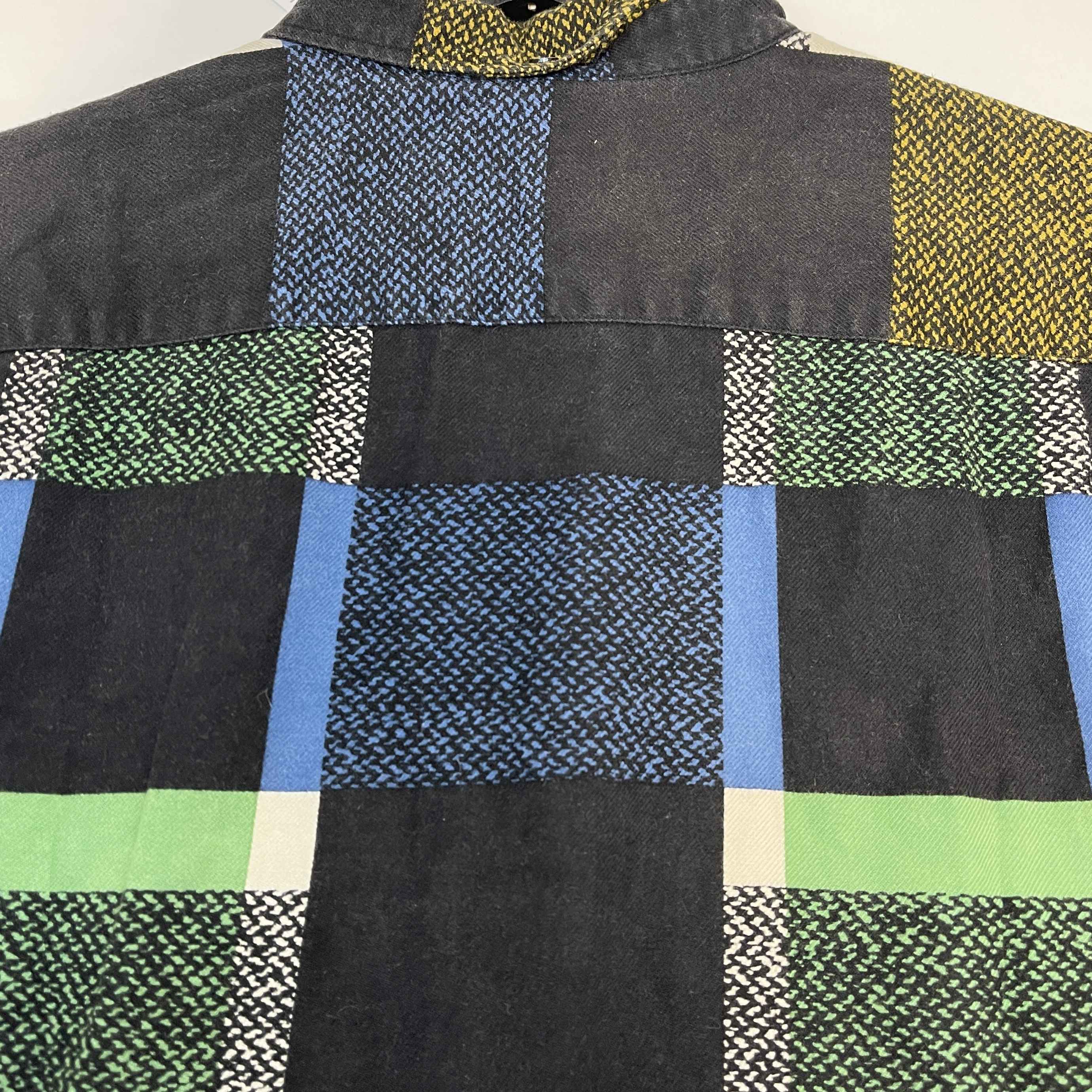 Men's Embroidered Logo Checkered Long Sleeve Shirt Black Size S - Image 10