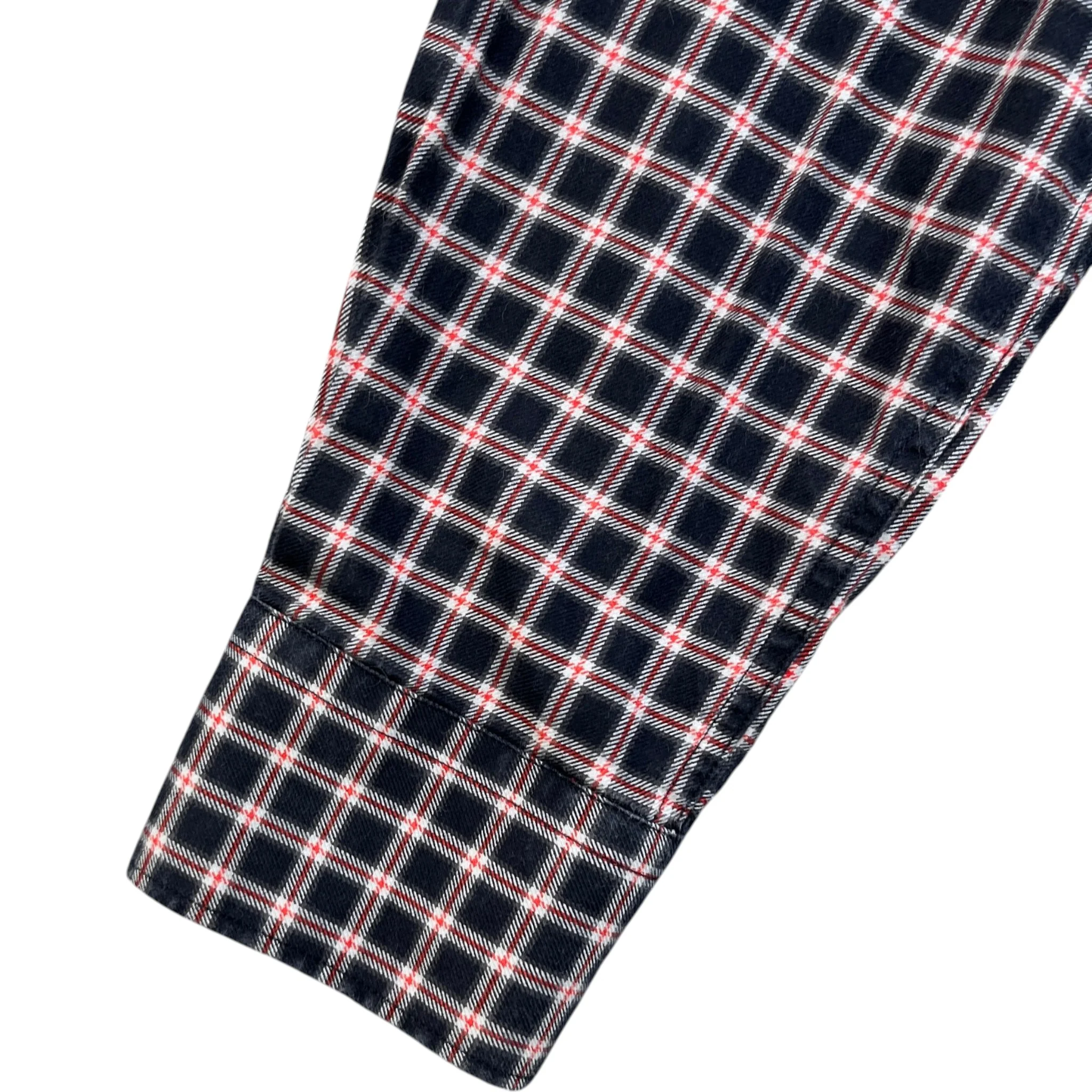 Men's Embroidered Logo Collar Check Long Sleeve Shirt Navy Size S - Image 8