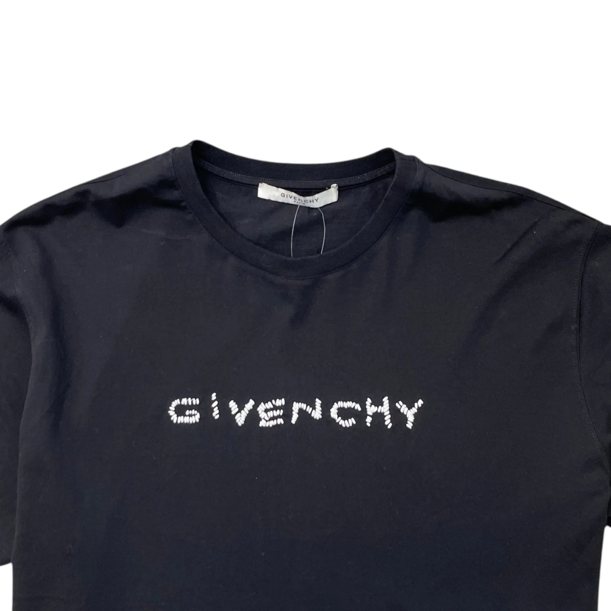 Men's Embroidered Logo Distressed T-Shirt Black Size M - Image 5