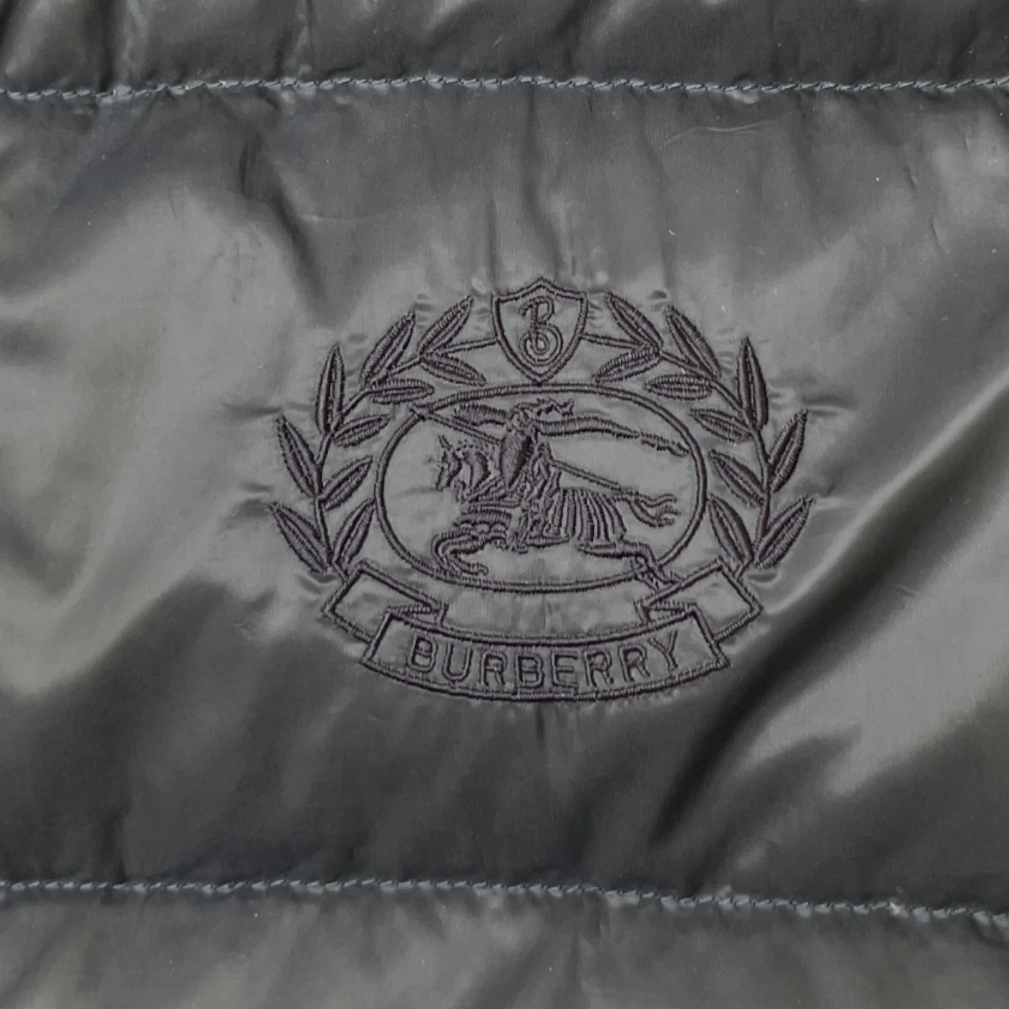 Men's Embroidered Logo Down Jacket Navy Size S - Image 5