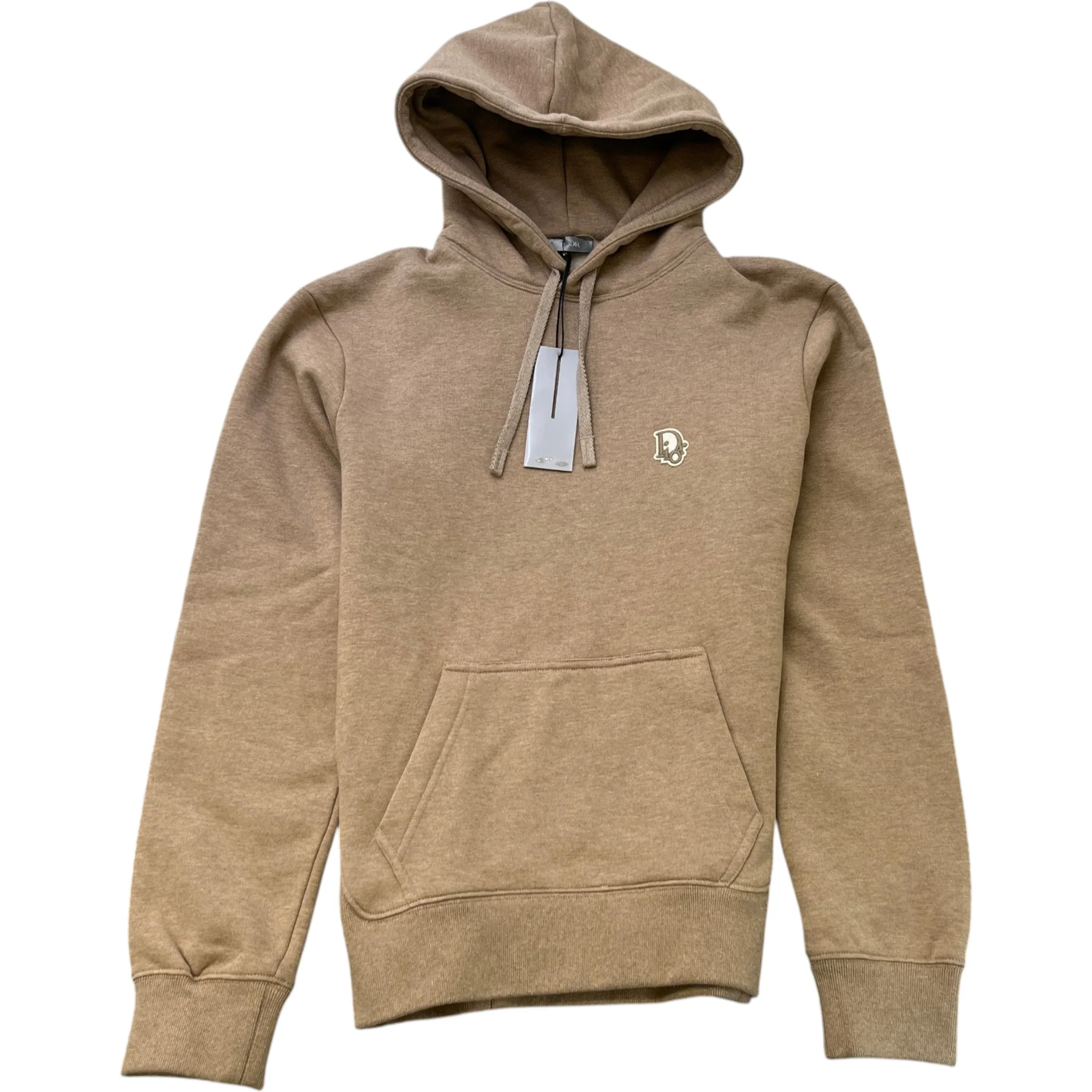 Men's Embroidered Logo Hoodie Beige Size XS
