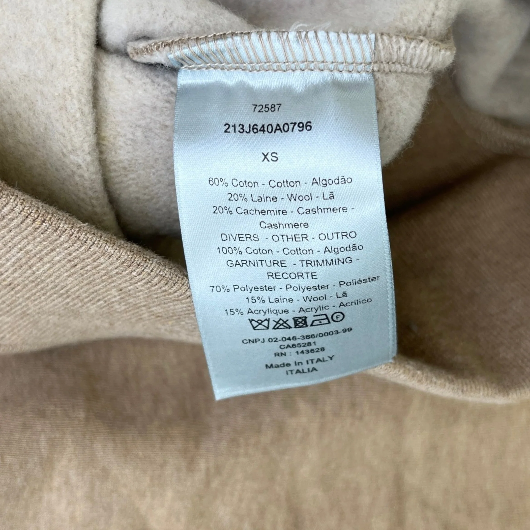 Men's Embroidered Logo Hoodie Beige Size XS - Image 10