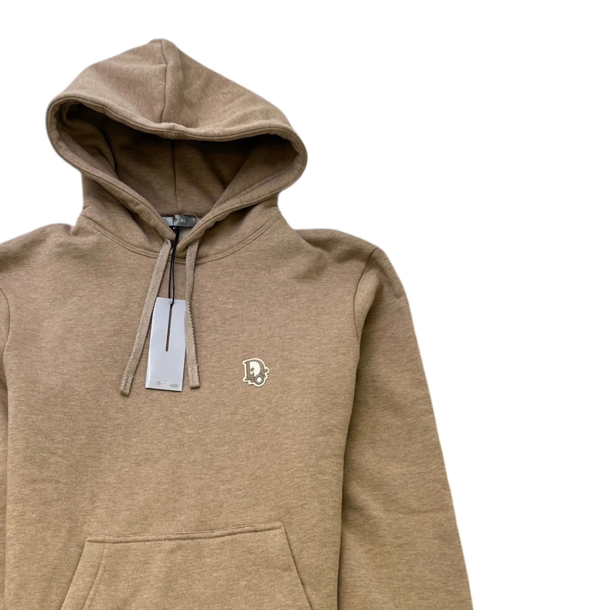 Men's Embroidered Logo Hoodie Beige Size XS - Image 3