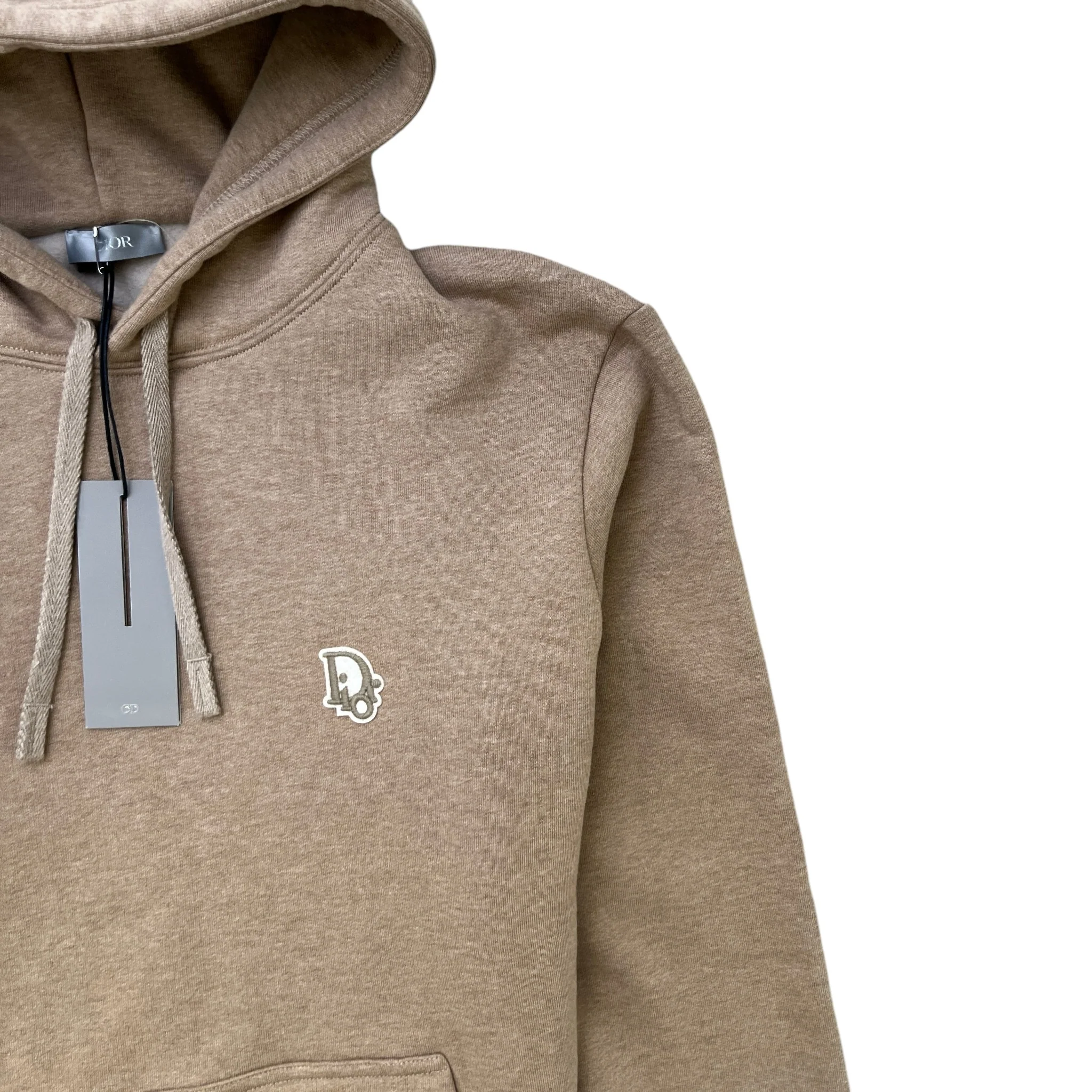 Men's Embroidered Logo Hoodie Beige Size XS - Image 5