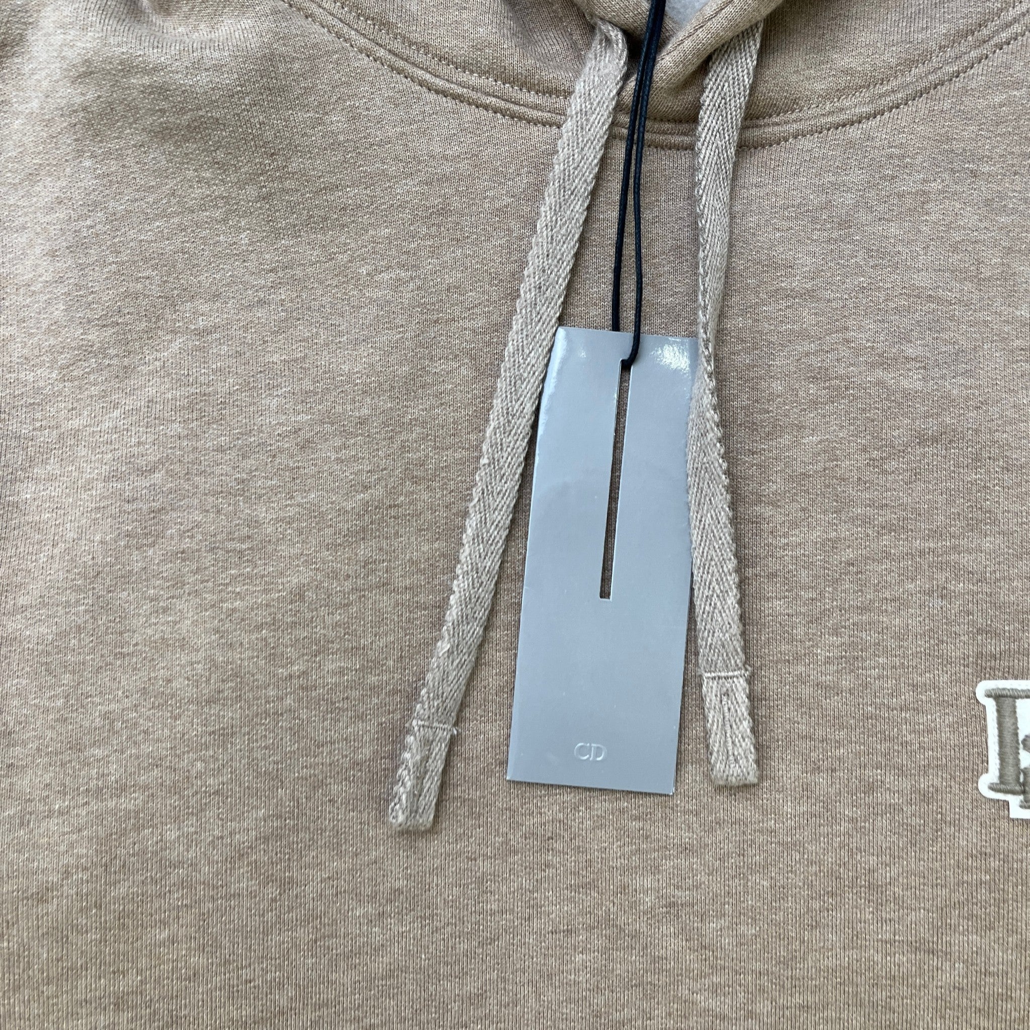 Men's Embroidered Logo Hoodie Beige Size XS - Image 8