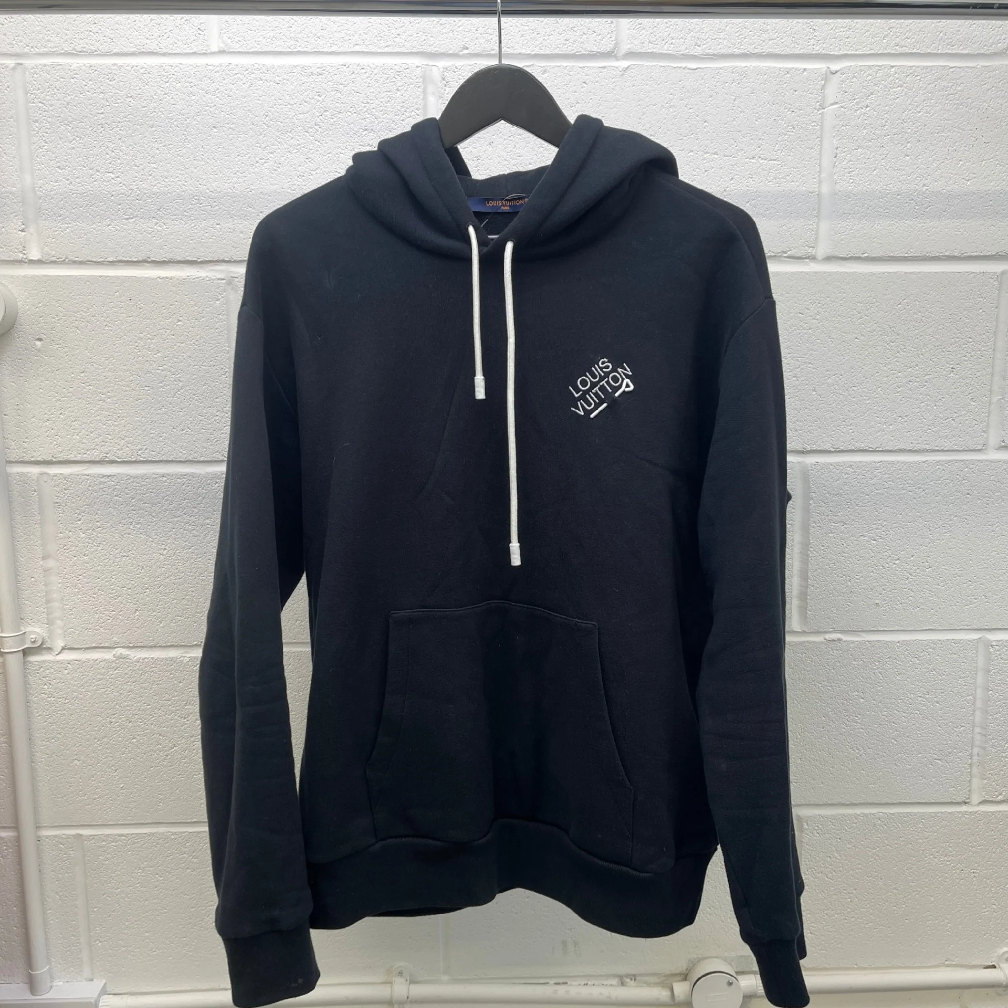 Men's Embroidered Logo Hoodie Black Size L - Image 8