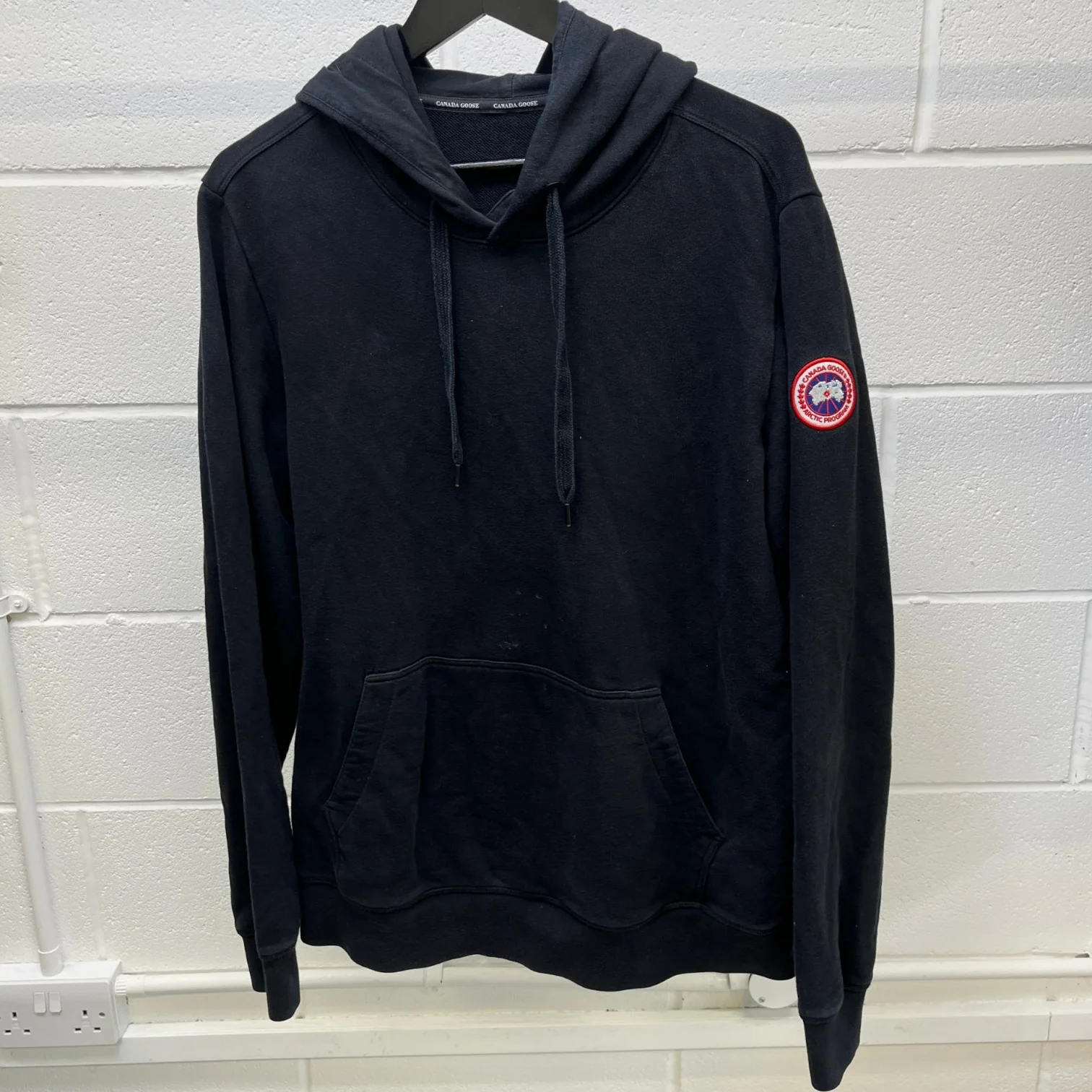 Men's Embroidered Logo Hoodie Black Size L - Image 7
