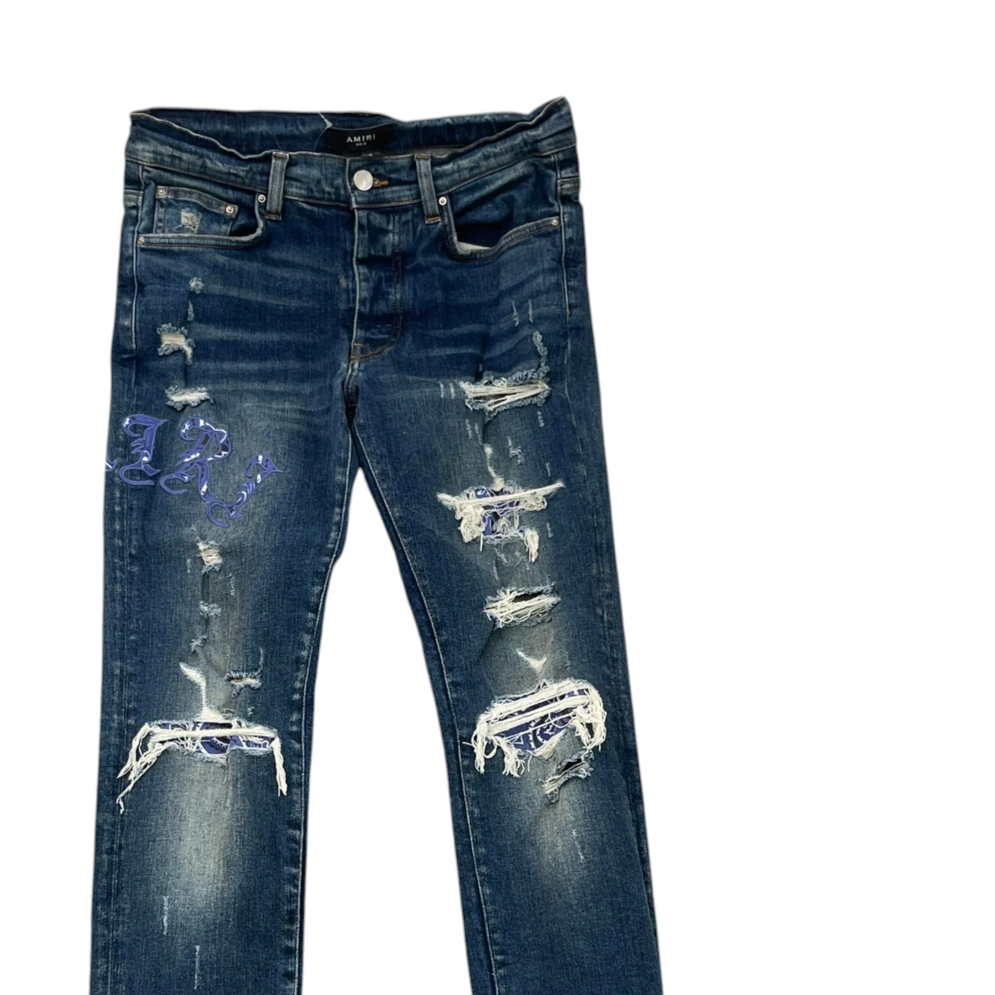 Men's Embroidered Logo Jeans Blue Size Waist 31" - Image 3