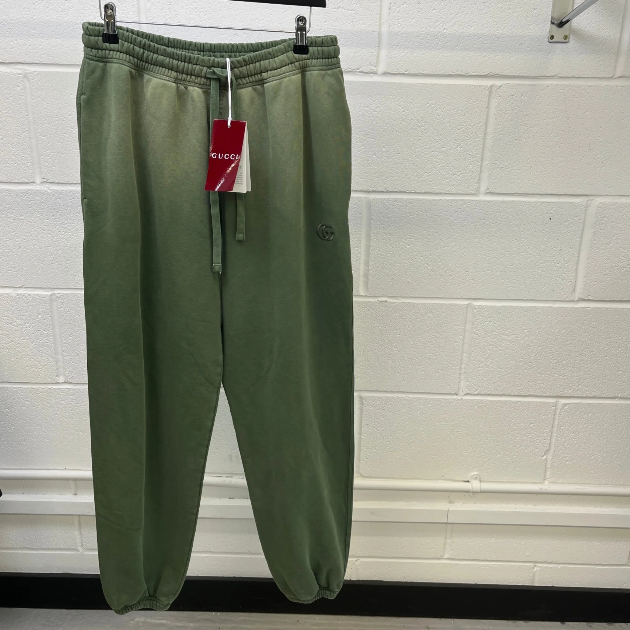 Men's Embroidered Logo Joggers Green Size M - Image 9