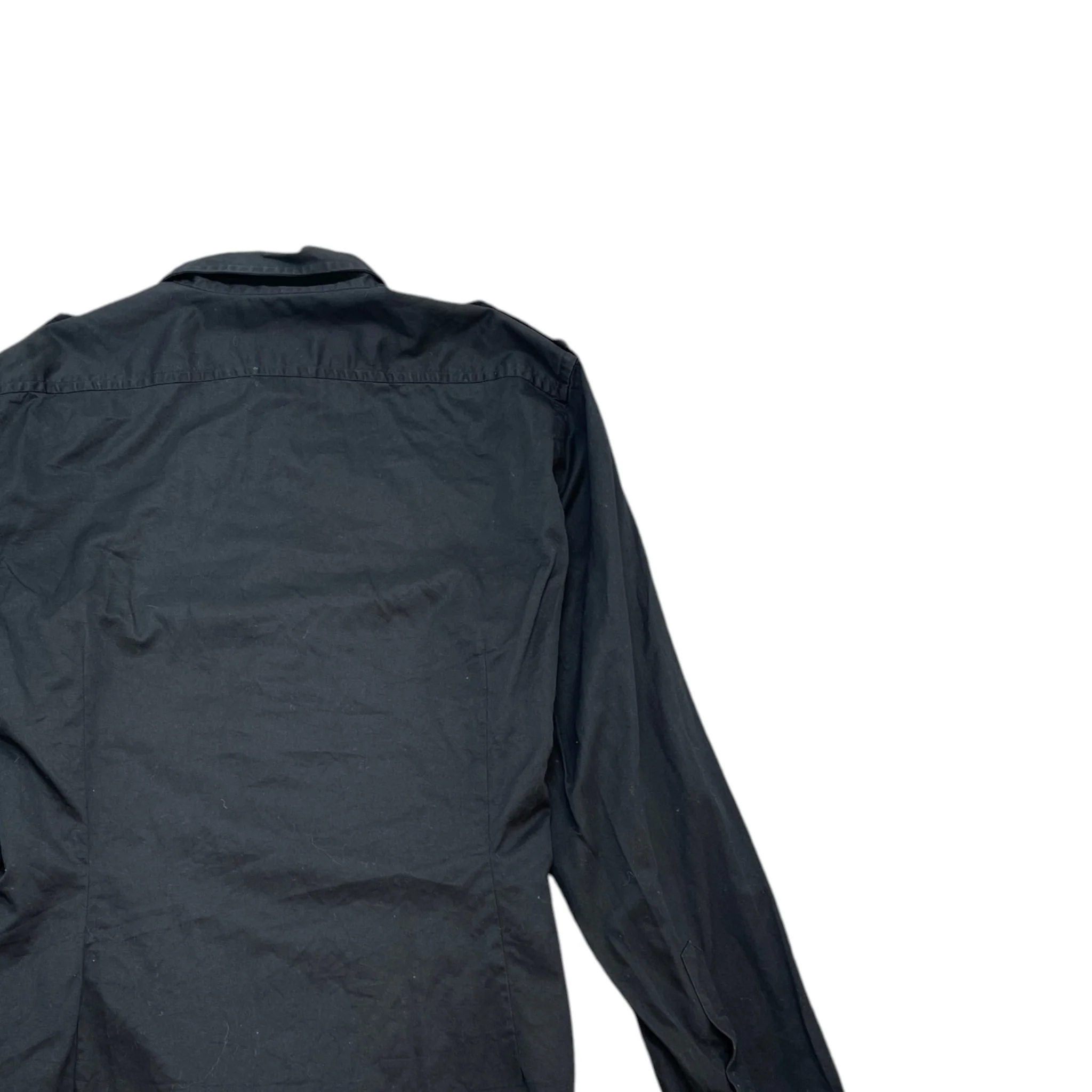 Men's Embroidered Logo Long Sleeve Shirt Black Size L - Image 4