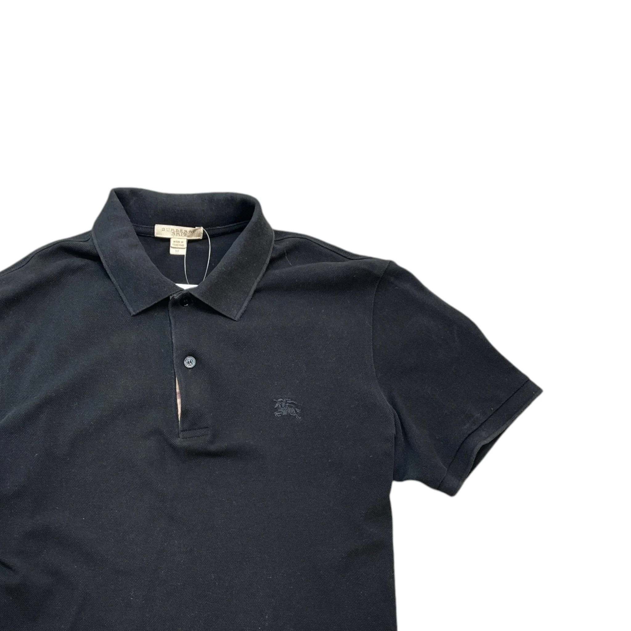 Men's Embroidered Logo Polo Shirt Black Size M - Image 3