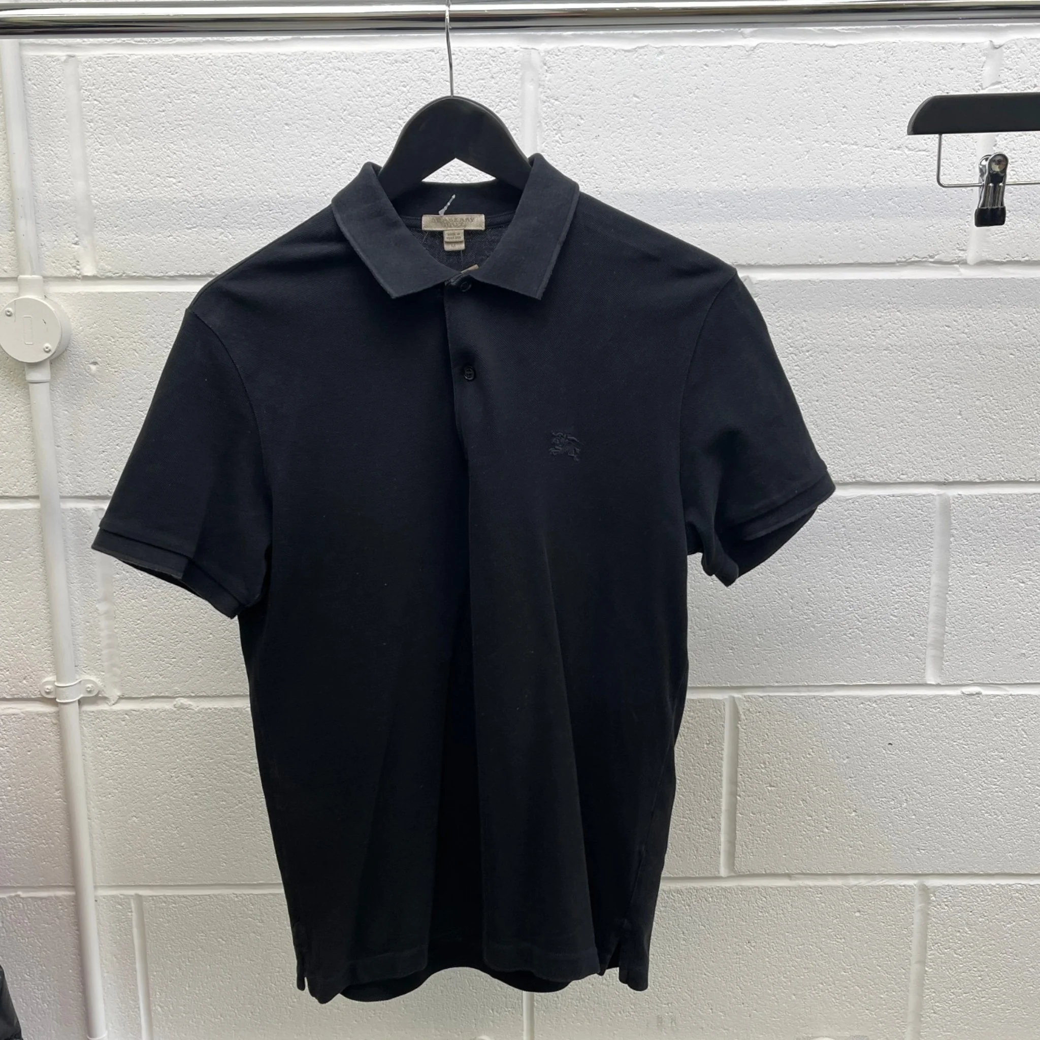 Men's Embroidered Logo Polo Shirt Black Size M - Image 9