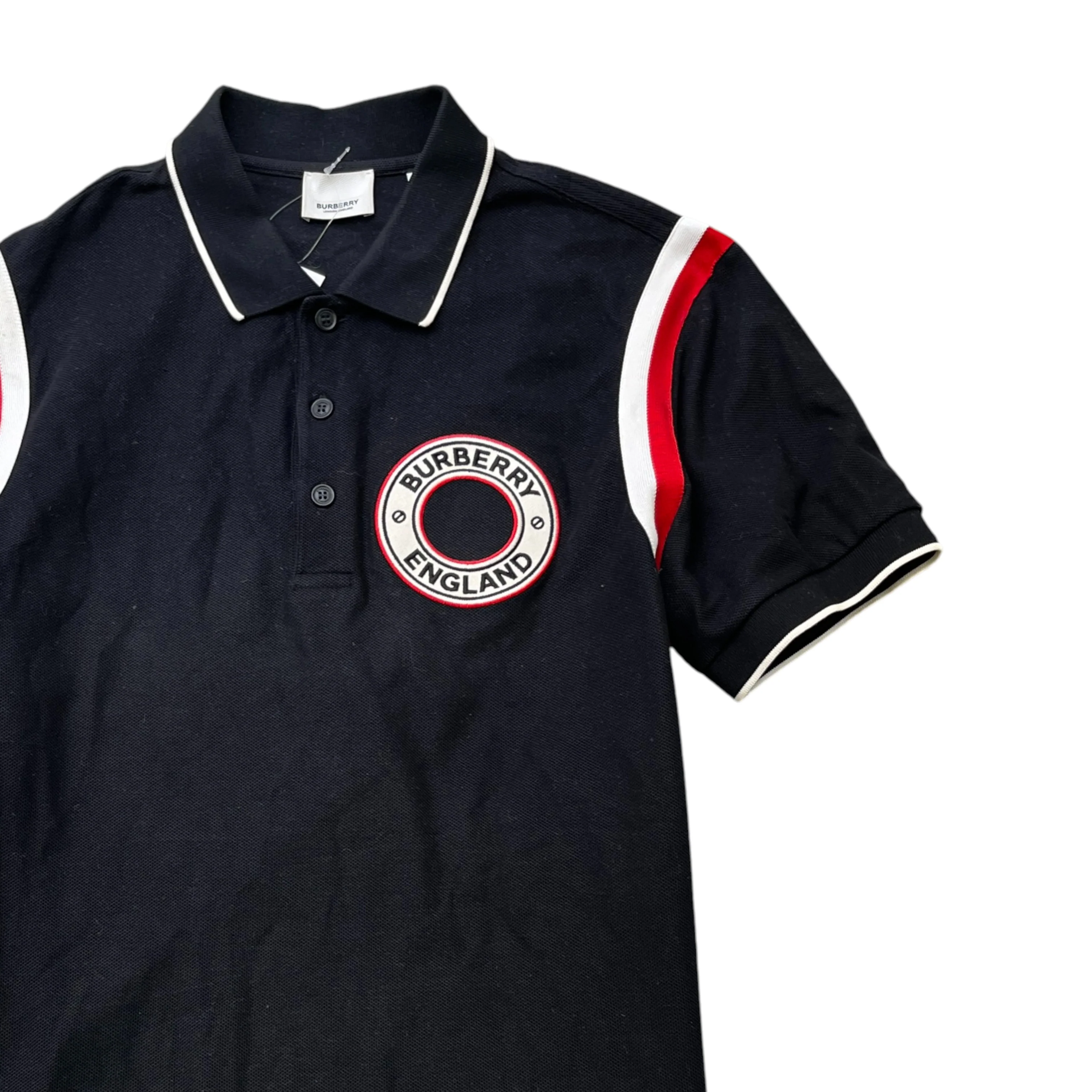 Men's Embroidered Logo Polo Shirt Black Size S - Image 3