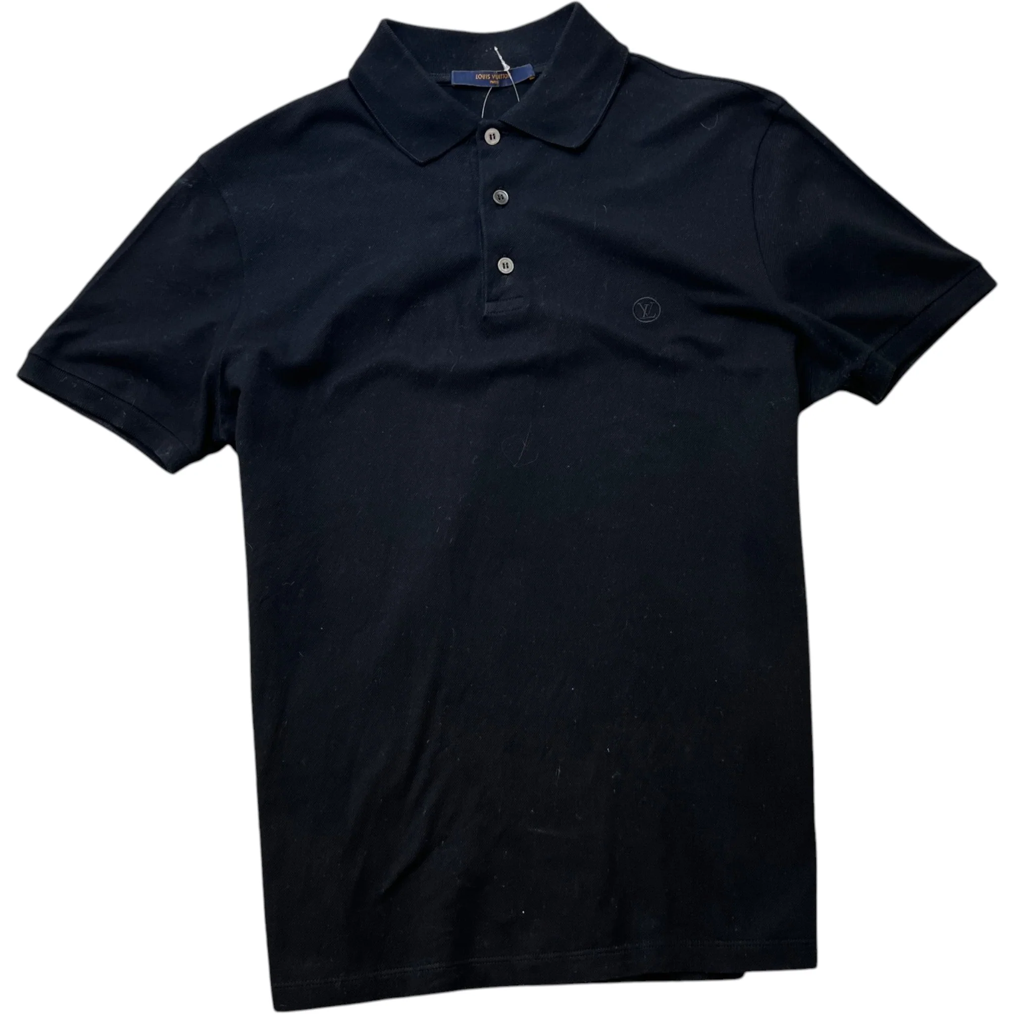 Men's Embroidered Logo Polo Shirt Black Size S