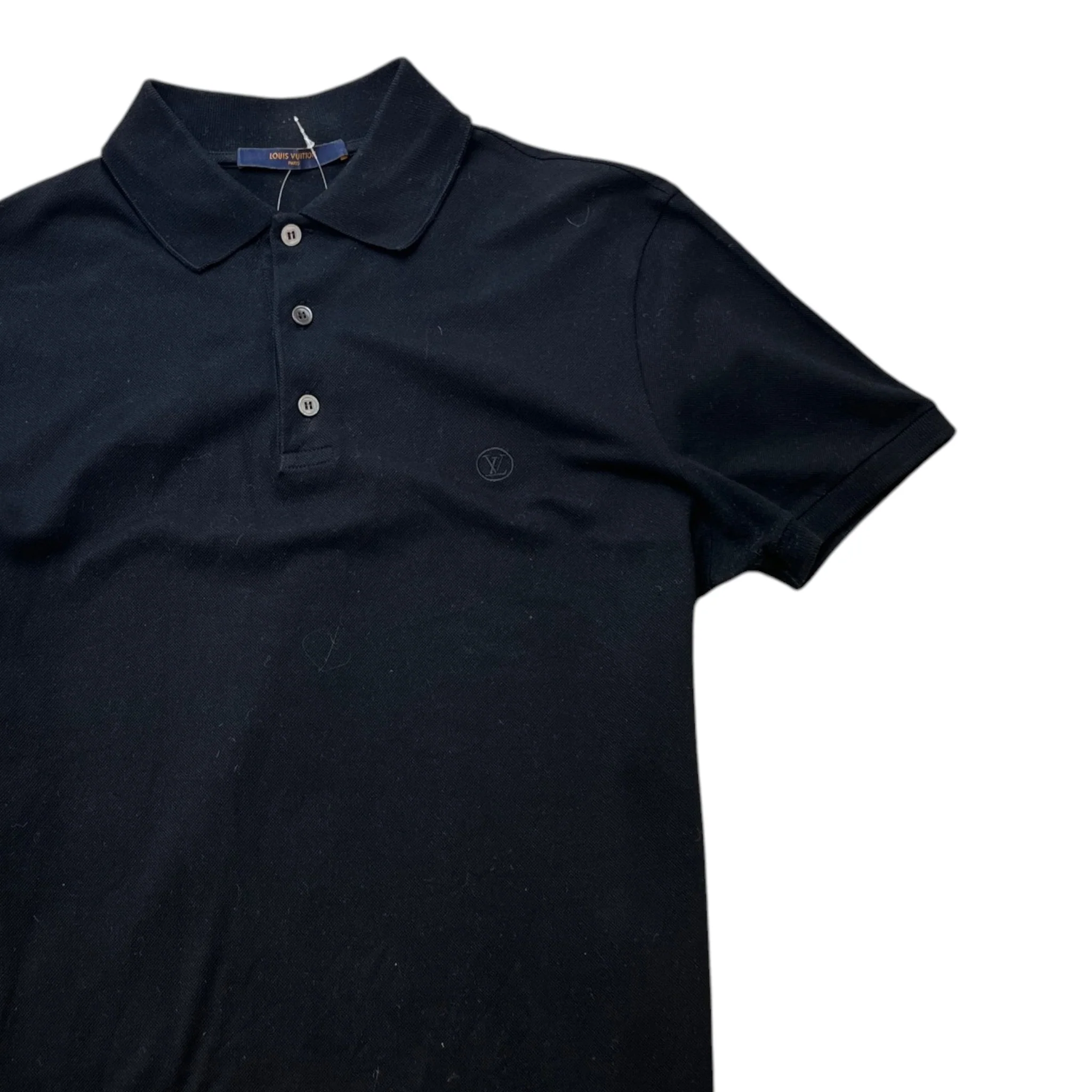 Men's Embroidered Logo Polo Shirt Black Size S - Image 3