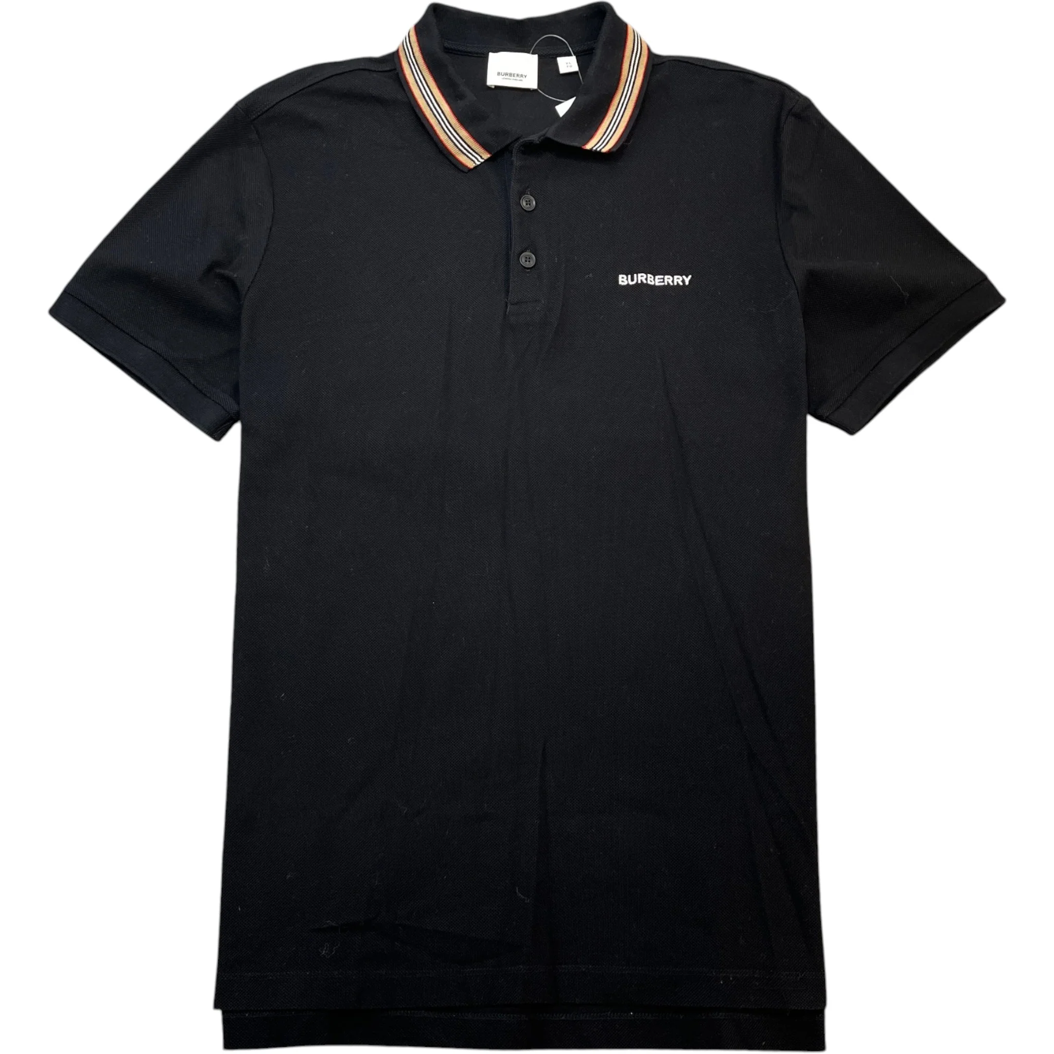 Men's Embroidered Logo Polo Shirt Black Size XL