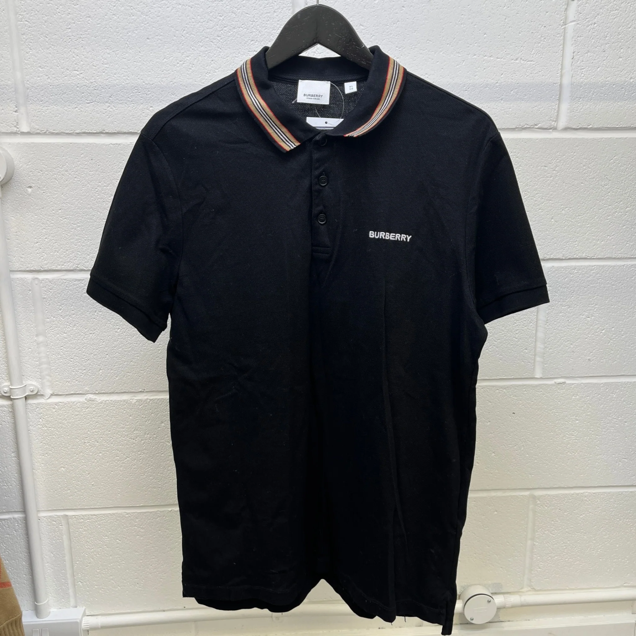 Men's Embroidered Logo Polo Shirt Black Size XL - Image 10