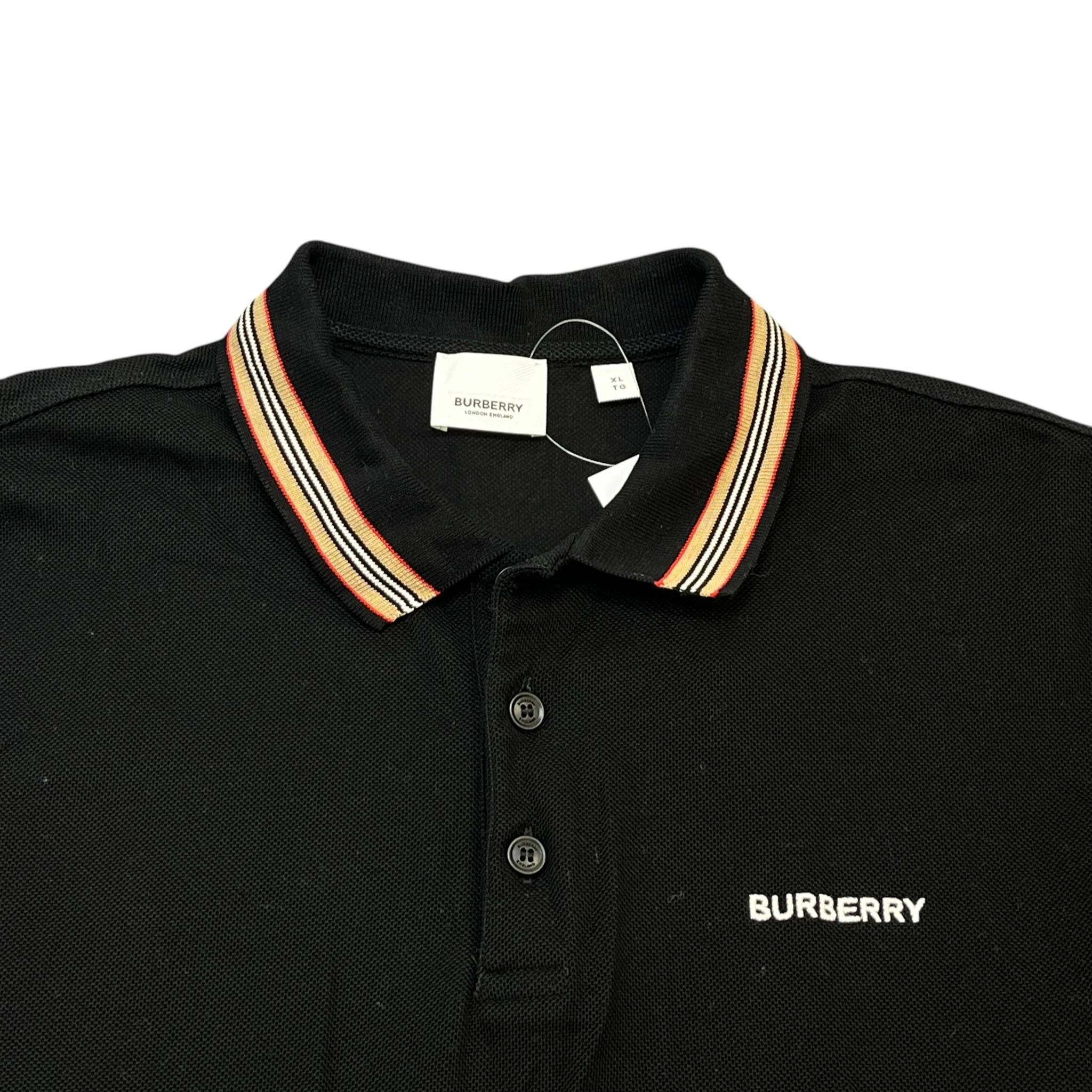 Men's Embroidered Logo Polo Shirt Black Size XL - Image 7