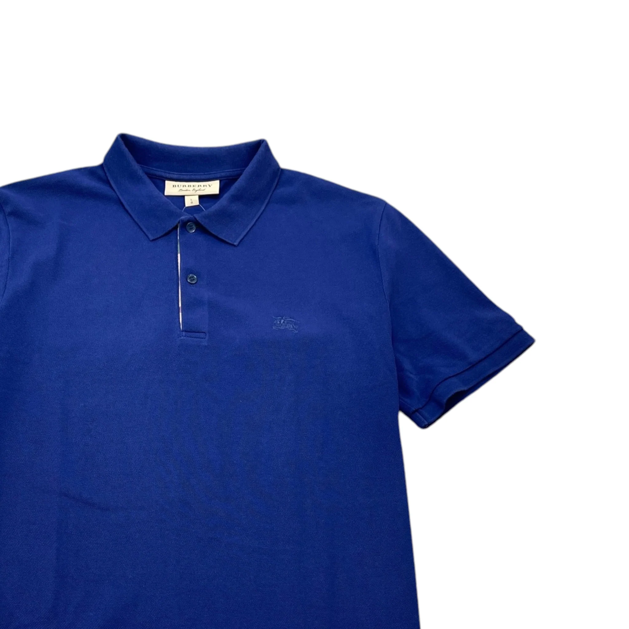Men's Embroidered Logo Polo Shirt Blue Size L - Image 3