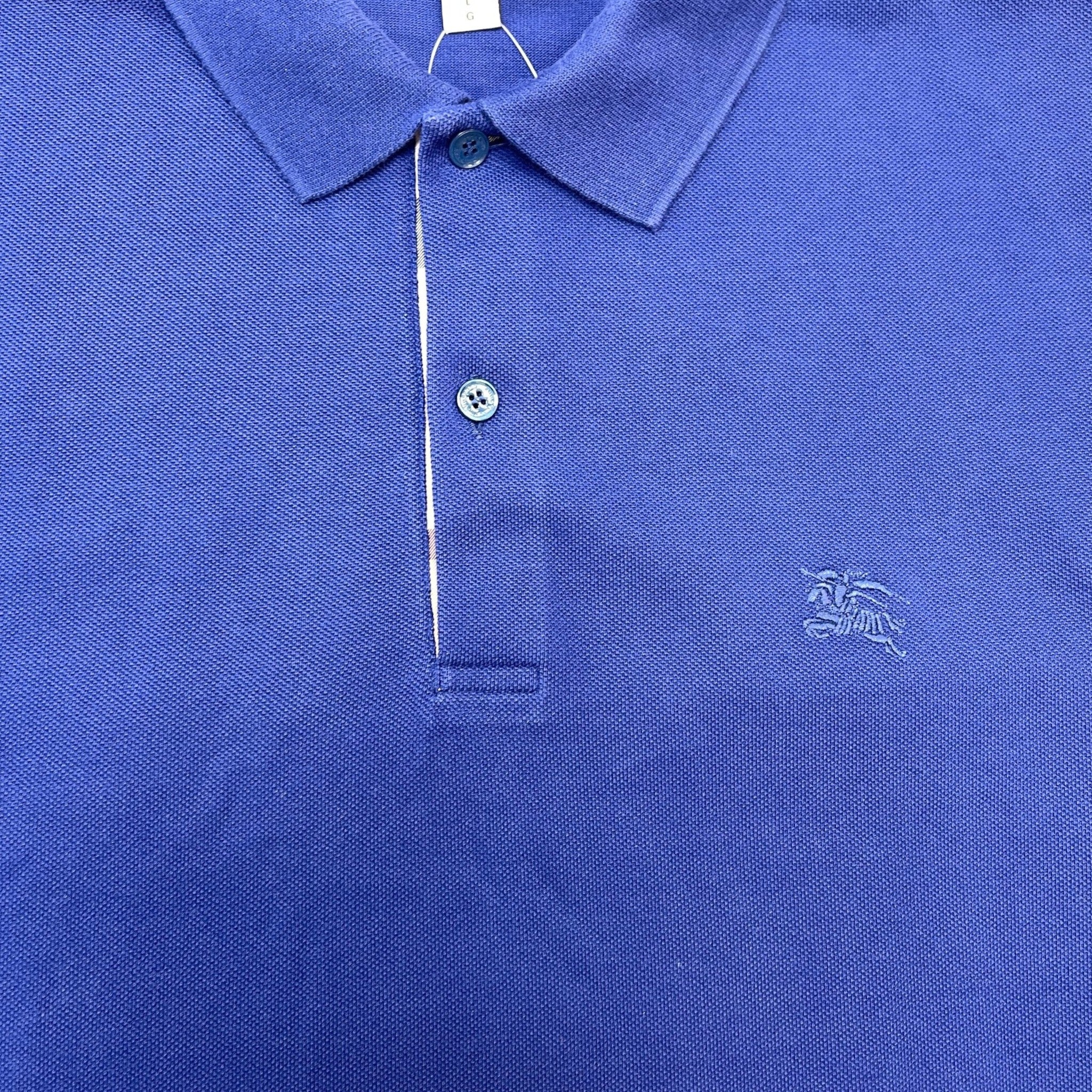 Men's Embroidered Logo Polo Shirt Blue Size L - Image 6