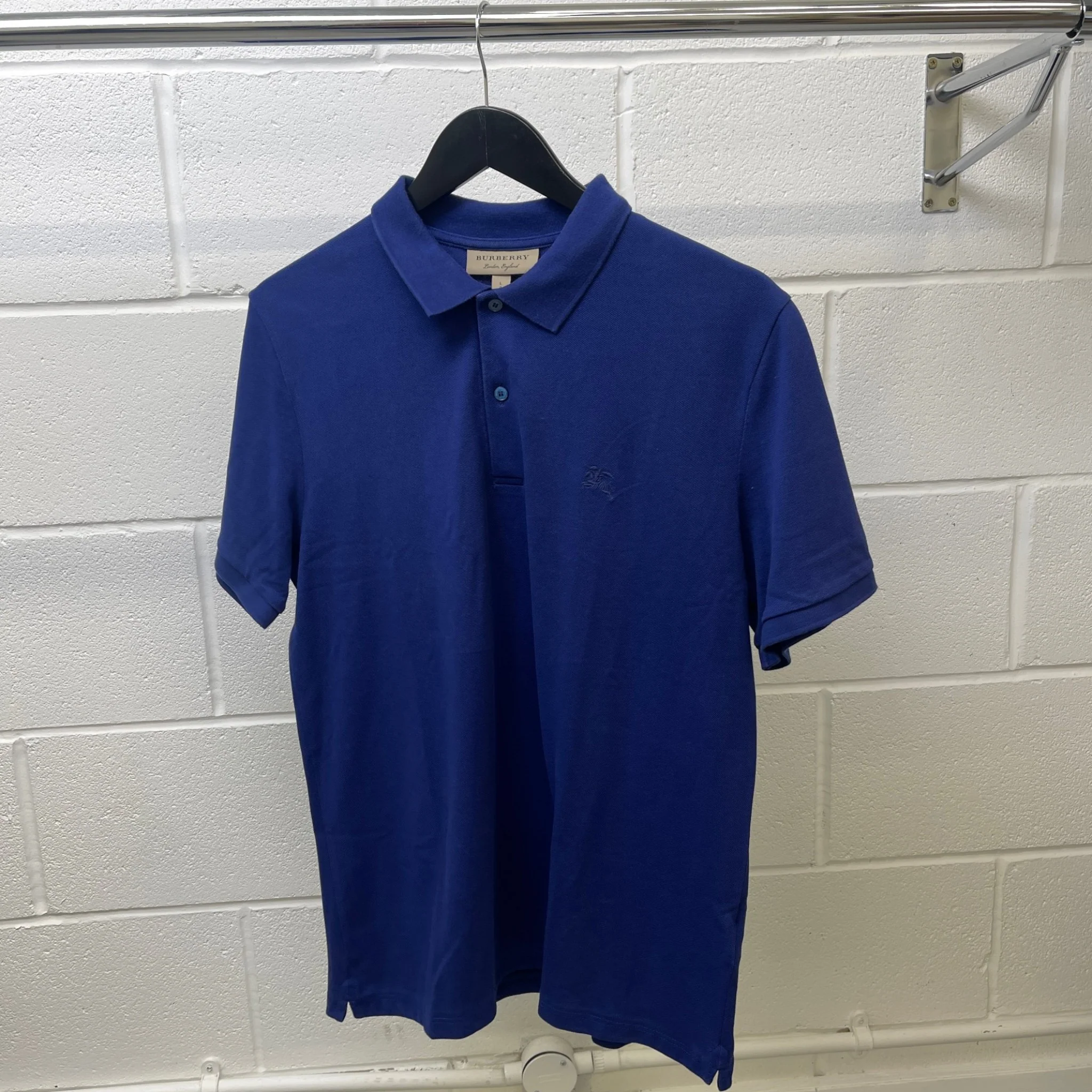 Men's Embroidered Logo Polo Shirt Blue Size L - Image 9