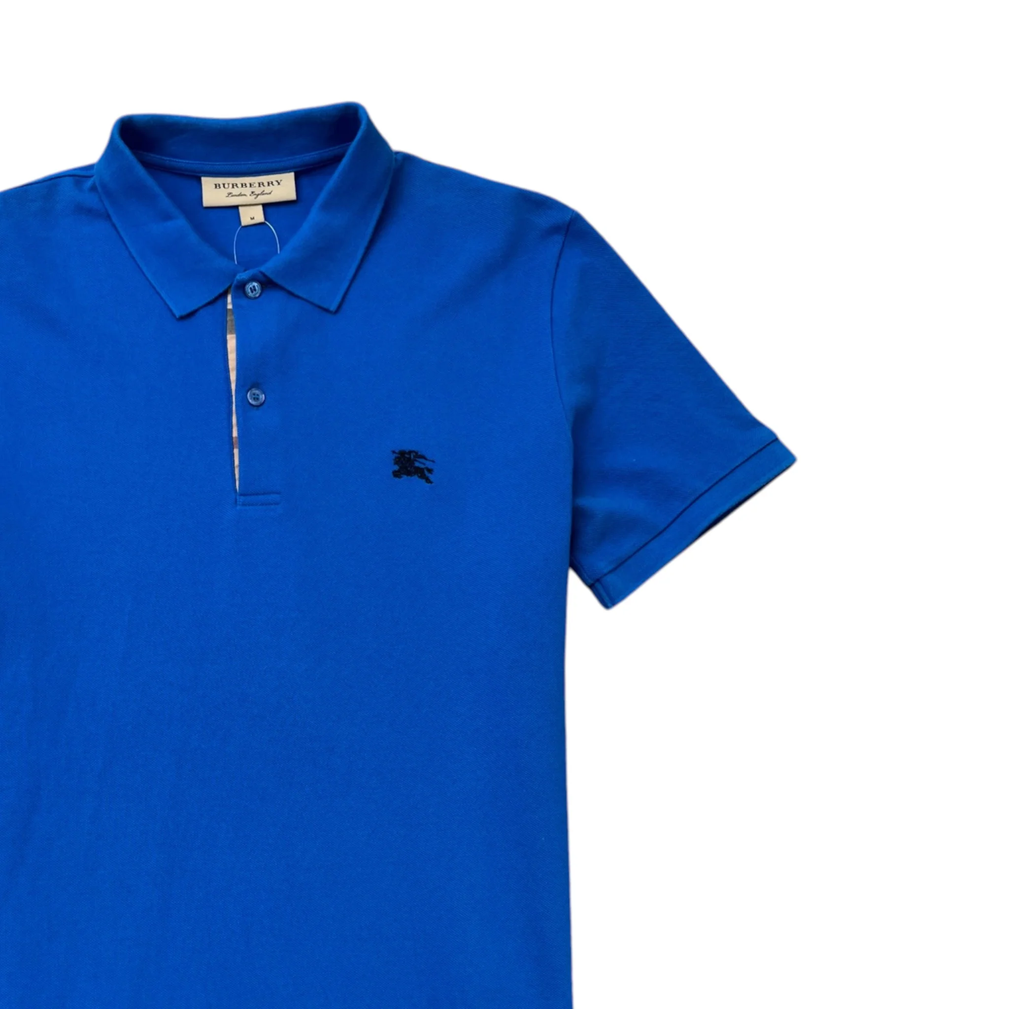Men's Embroidered Logo Polo Shirt Blue Size M - Image 3