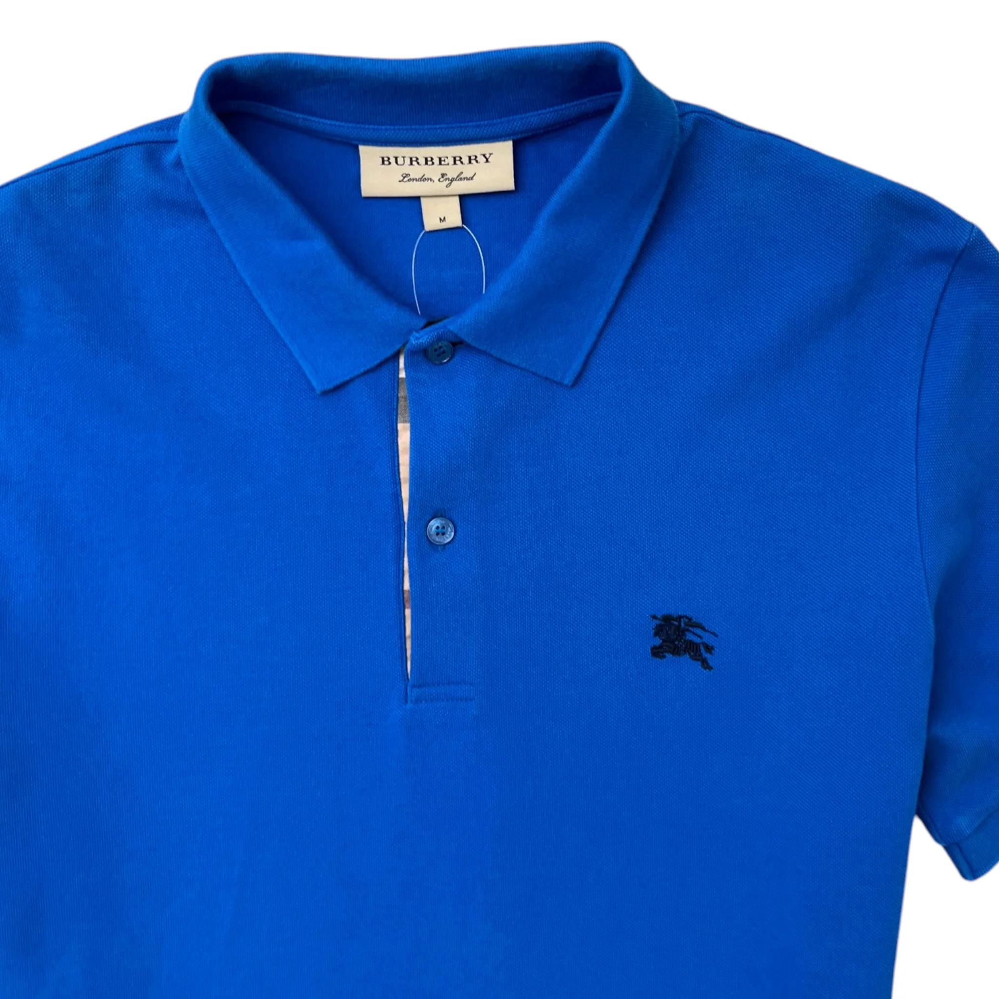 Men's Embroidered Logo Polo Shirt Blue Size M - Image 5