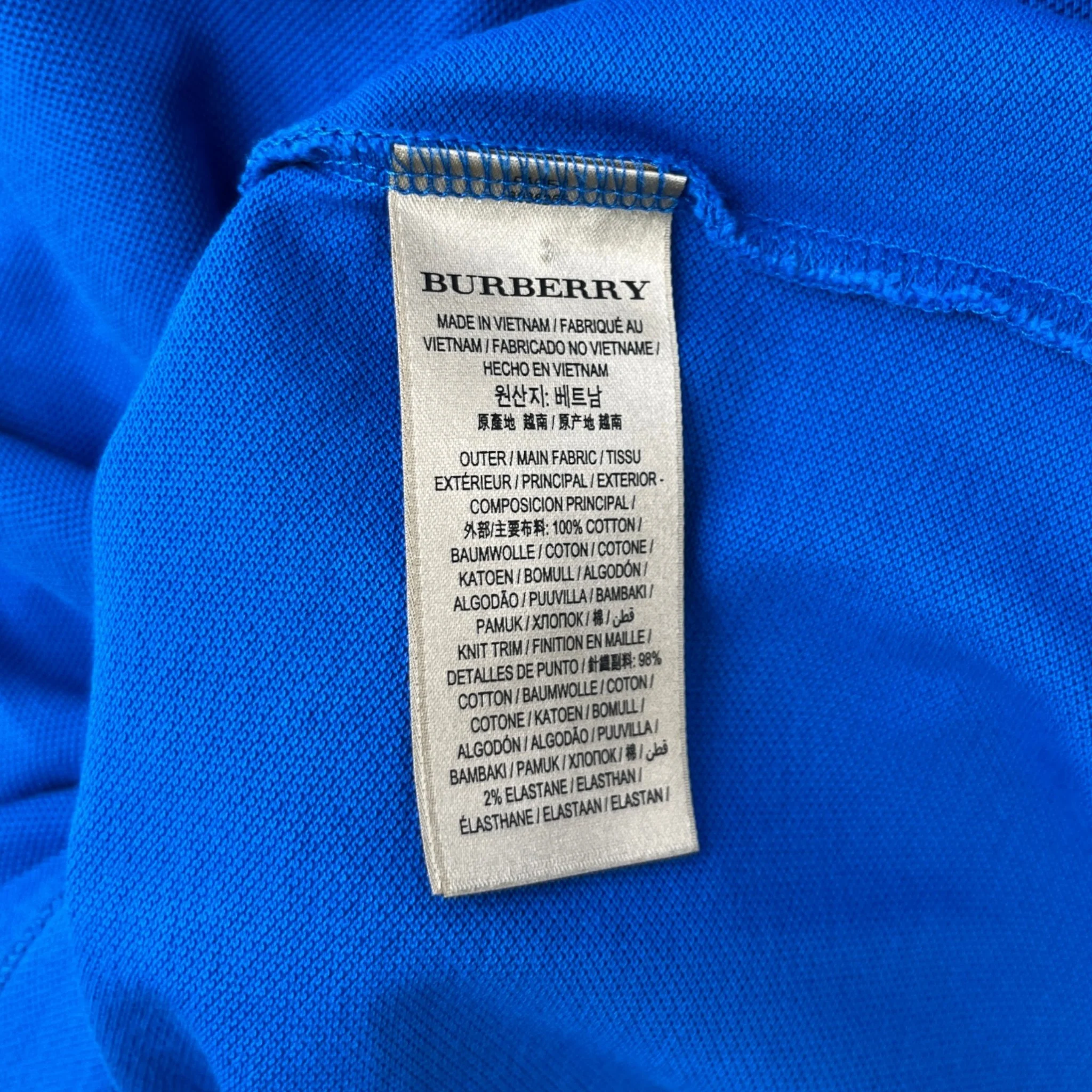 Men's Embroidered Logo Polo Shirt Blue Size M - Image 6