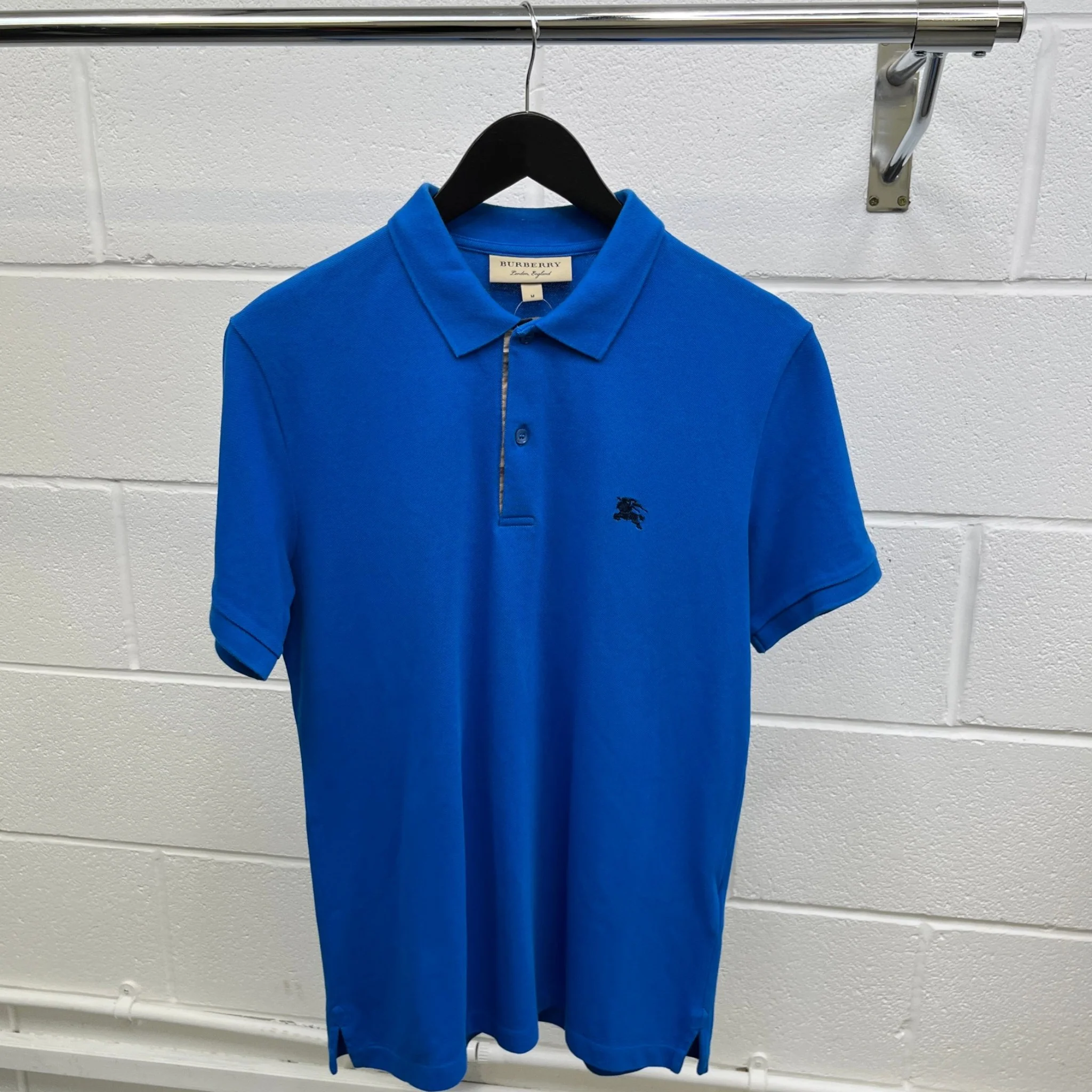 Men's Embroidered Logo Polo Shirt Blue Size M - Image 8
