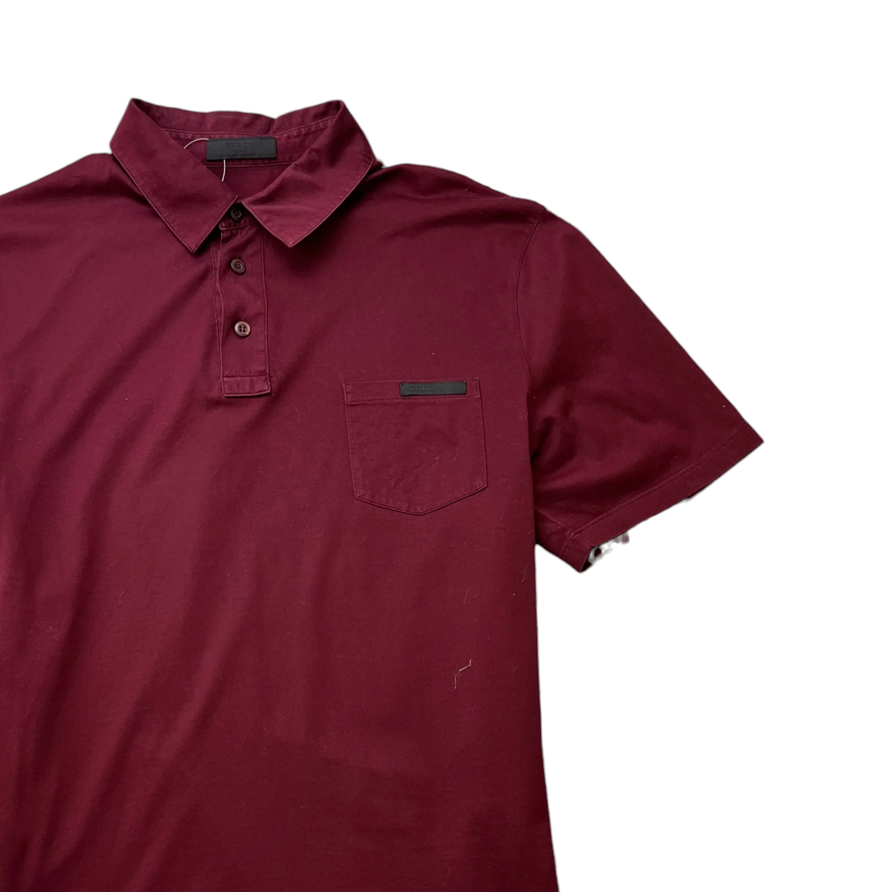 Men's Embroidered Logo Polo Shirt Burgundy Size L - Image 3