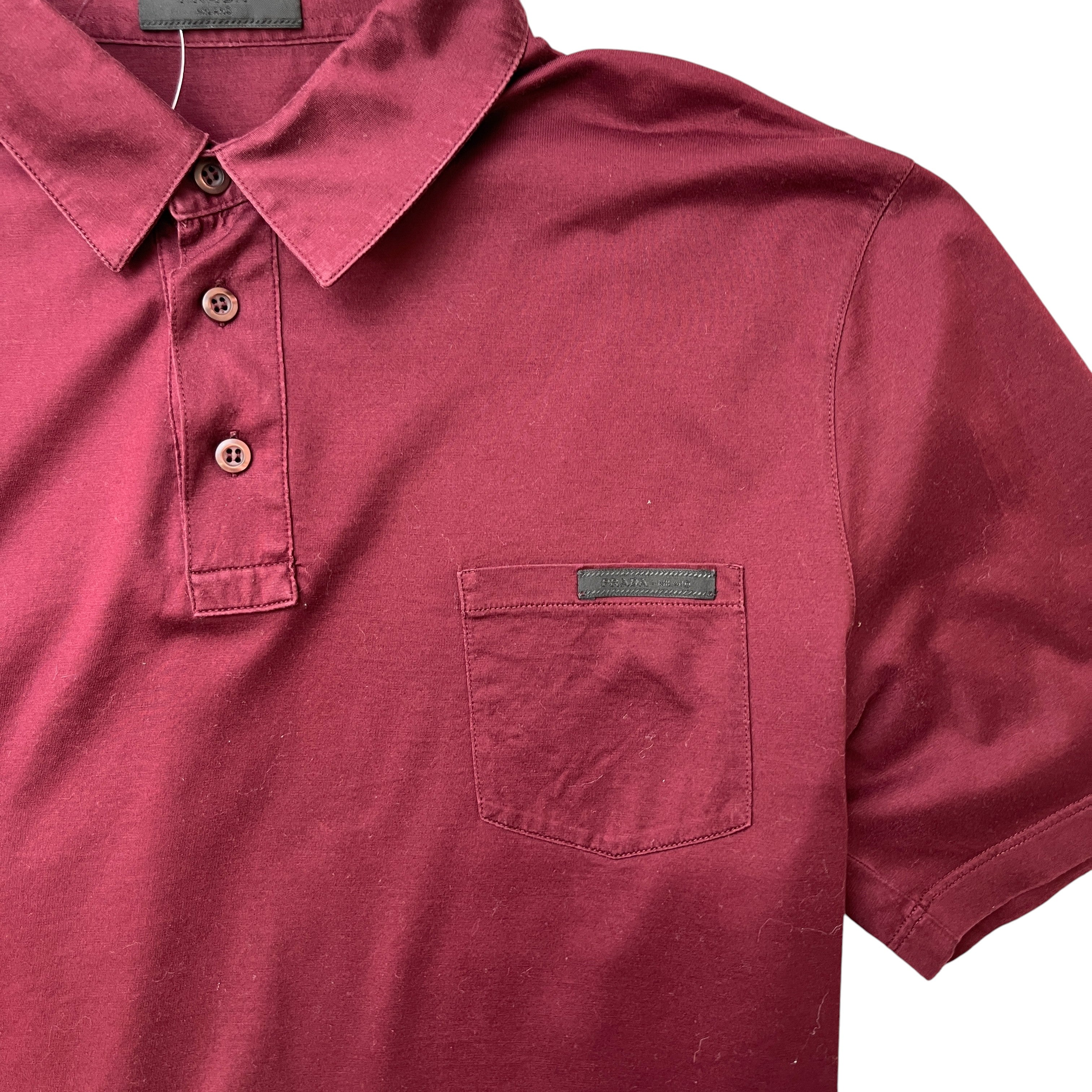 Men's Embroidered Logo Polo Shirt Burgundy Size L - Image 5