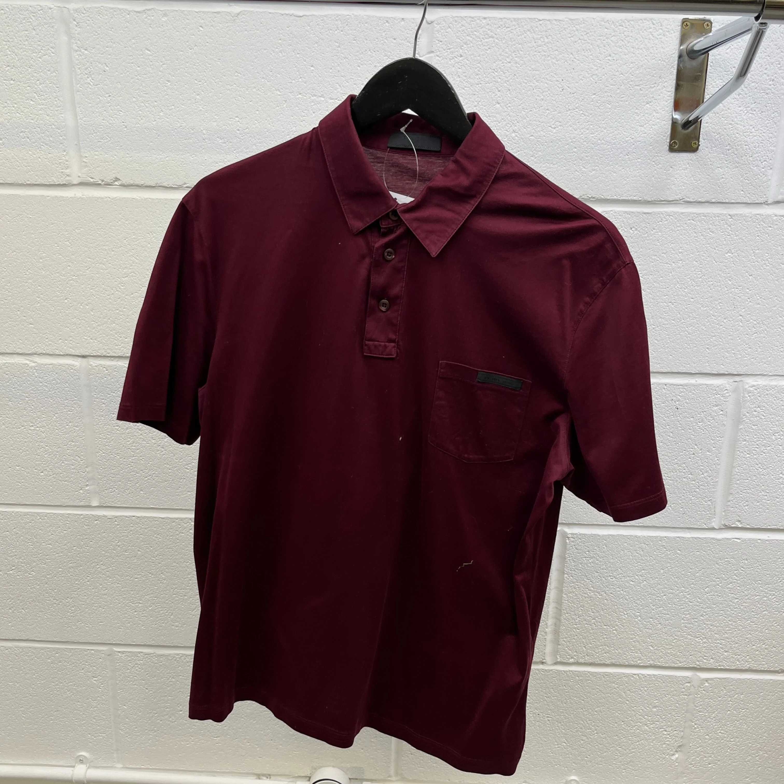 Men's Embroidered Logo Polo Shirt Burgundy Size L - Image 8