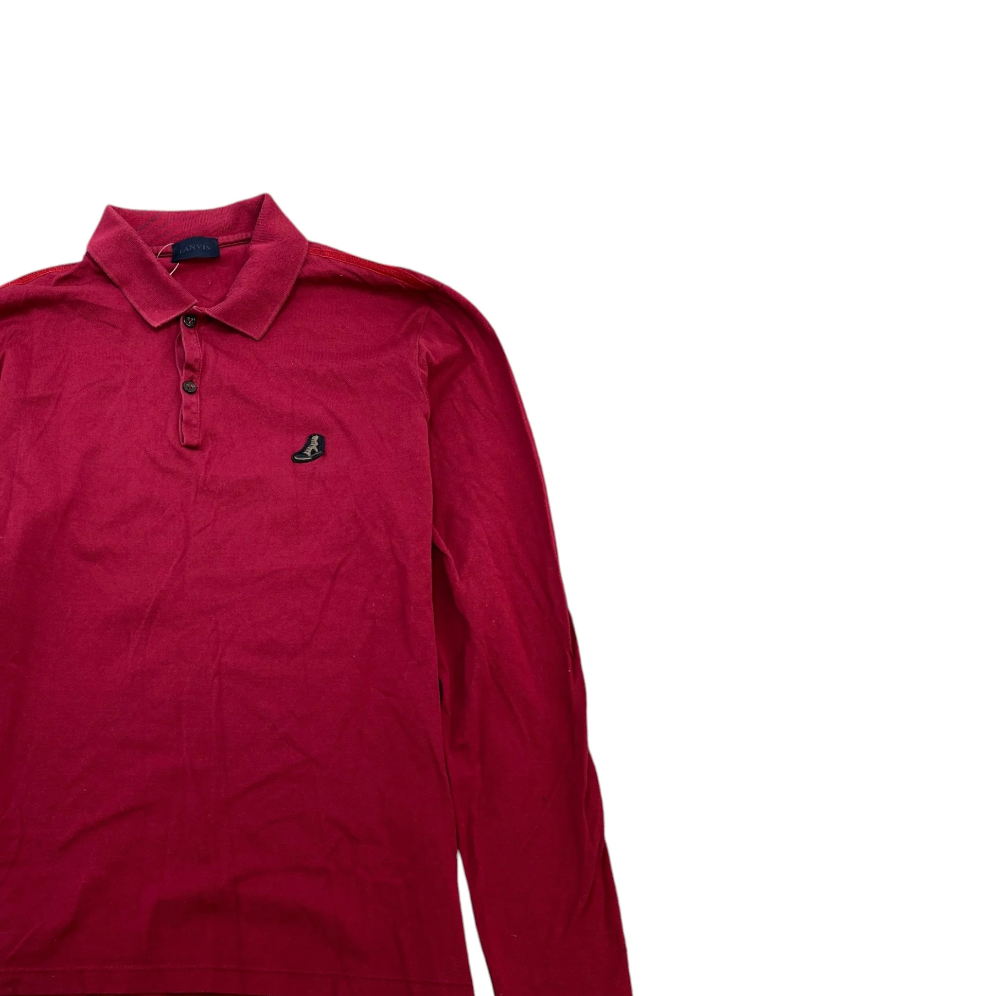 Men's Embroidered Logo Polo Shirt Burgundy Size S - Image 3