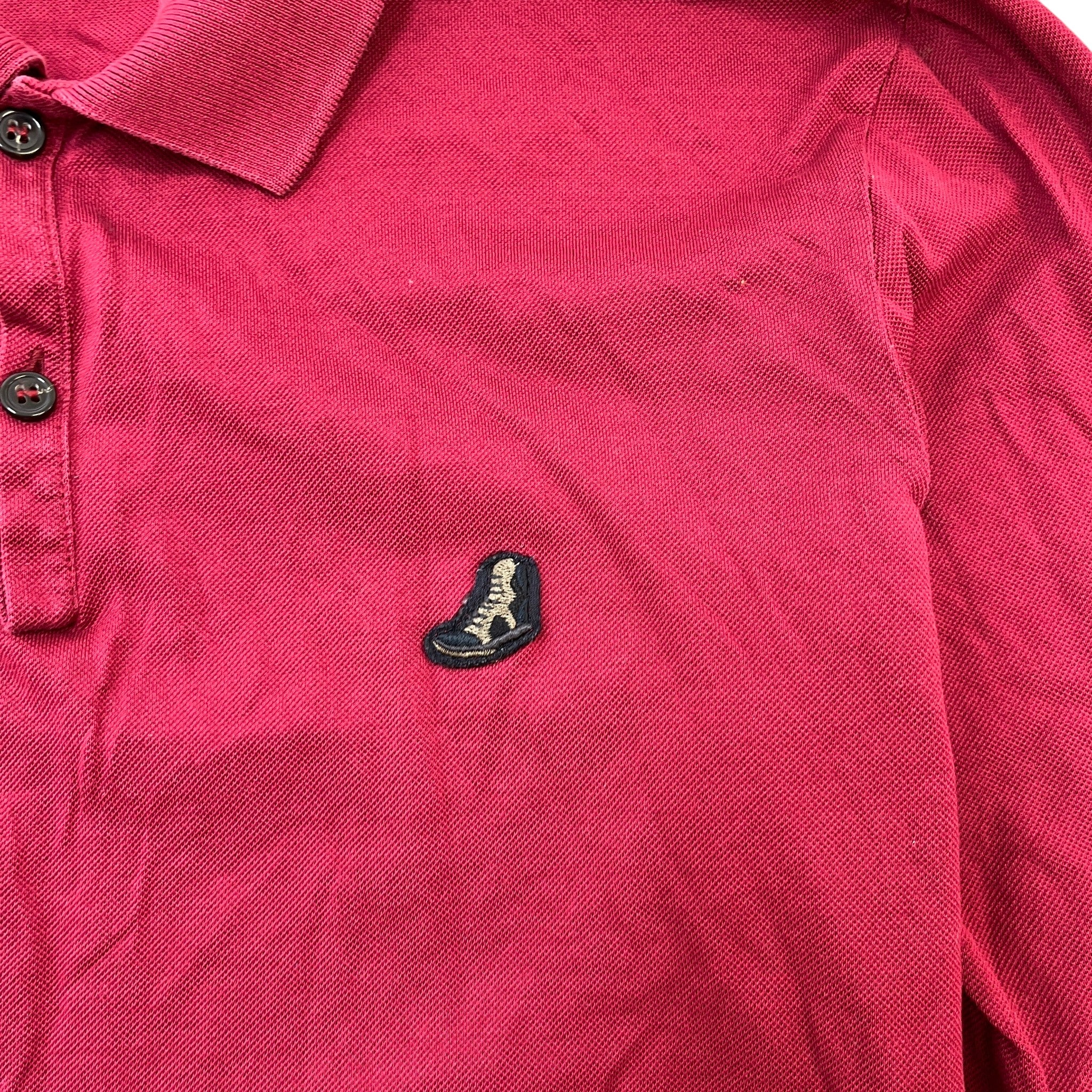 Men's Embroidered Logo Polo Shirt Burgundy Size S - Image 6