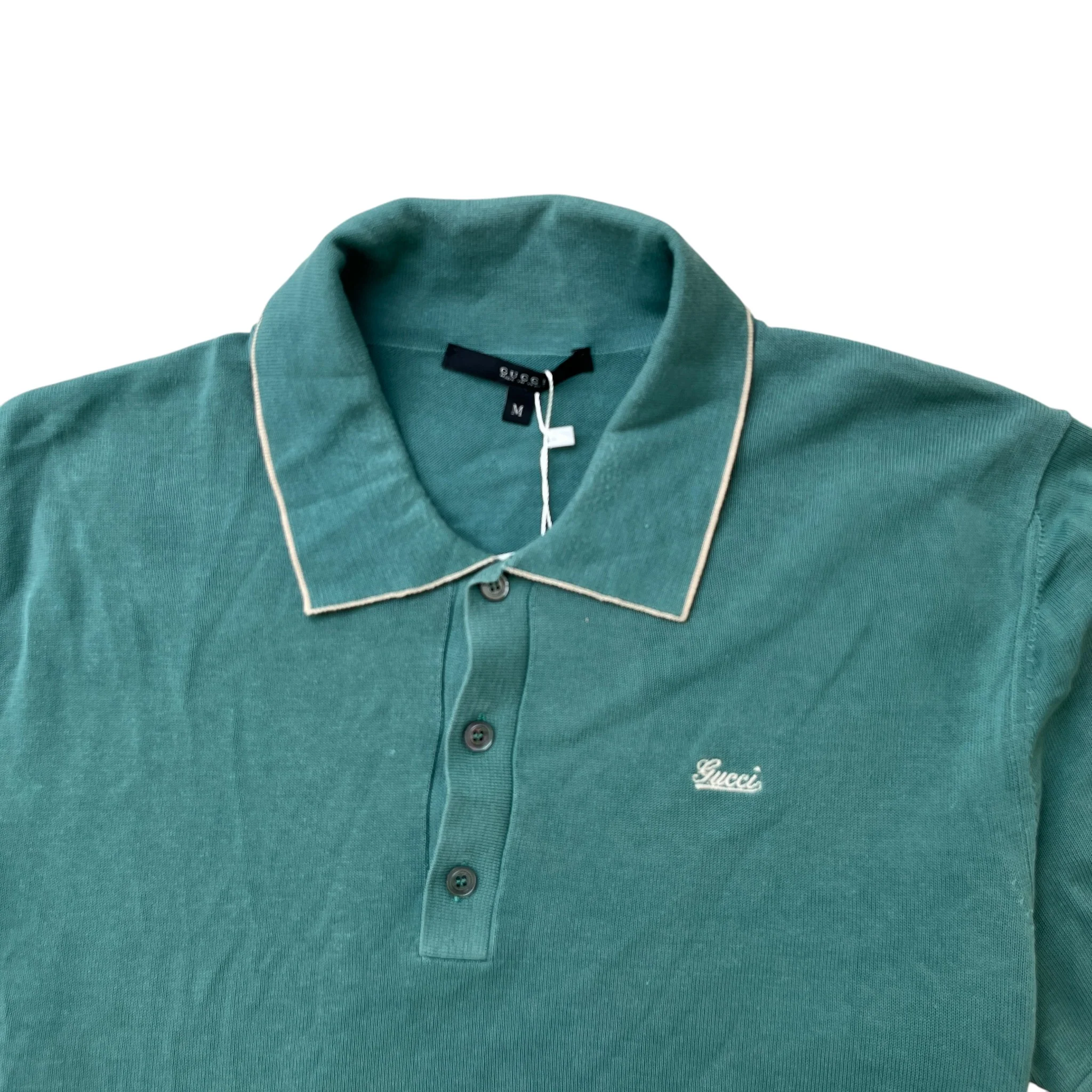 Men's Embroidered Logo Polo Shirt Green Size M - Image 5