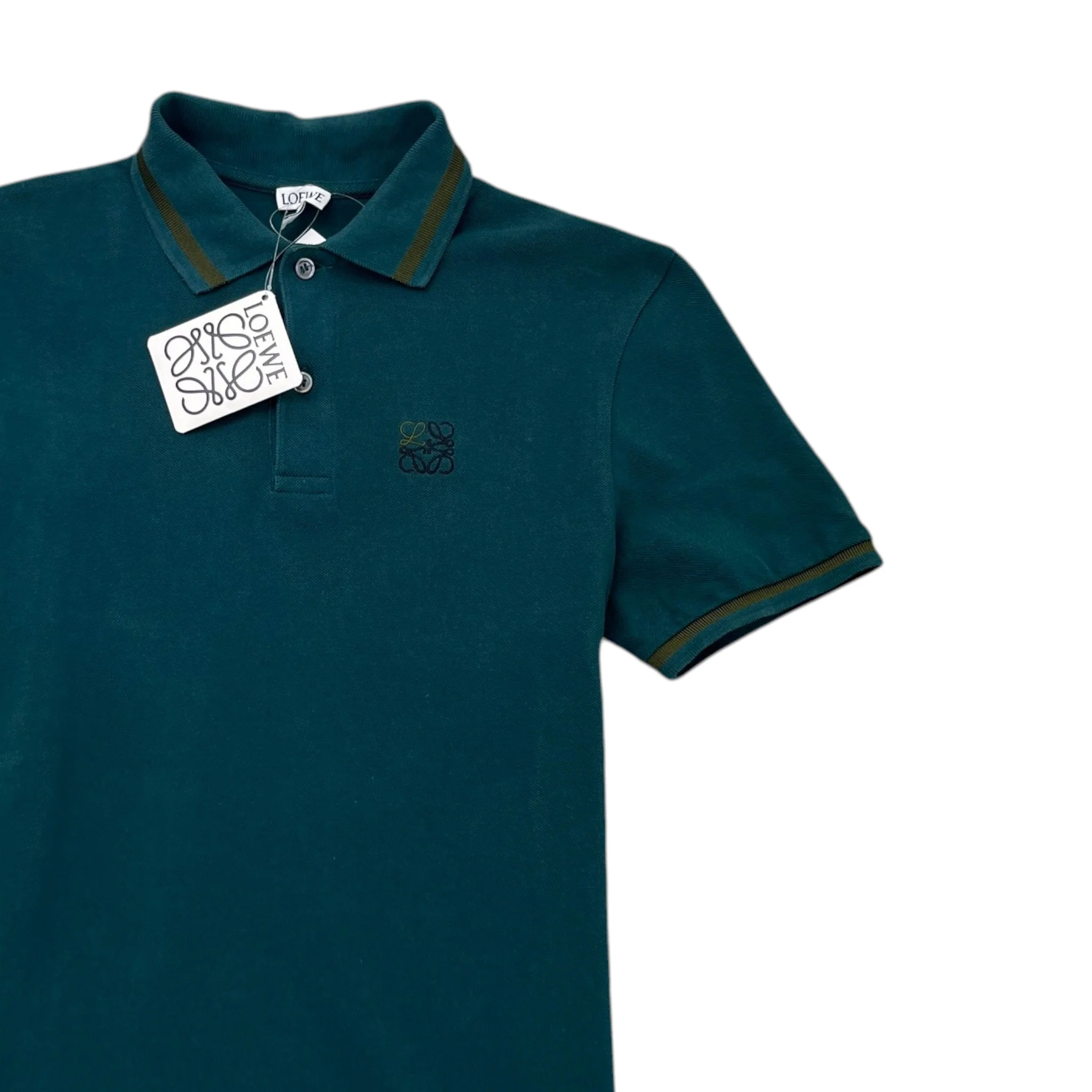 Men's Embroidered Logo Polo Shirt Green Size XS - Image 3