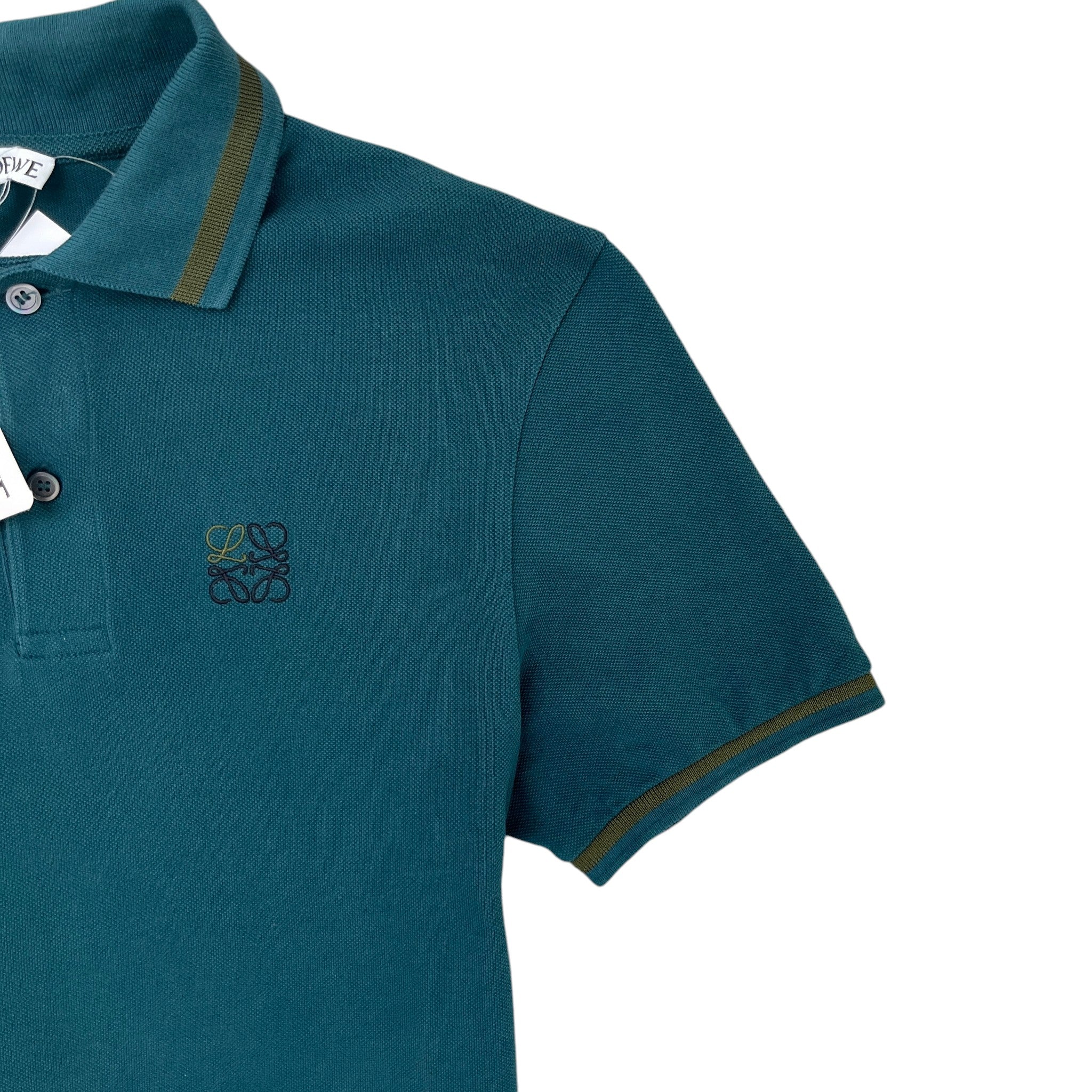 Men's Embroidered Logo Polo Shirt Green Size XS - Image 5