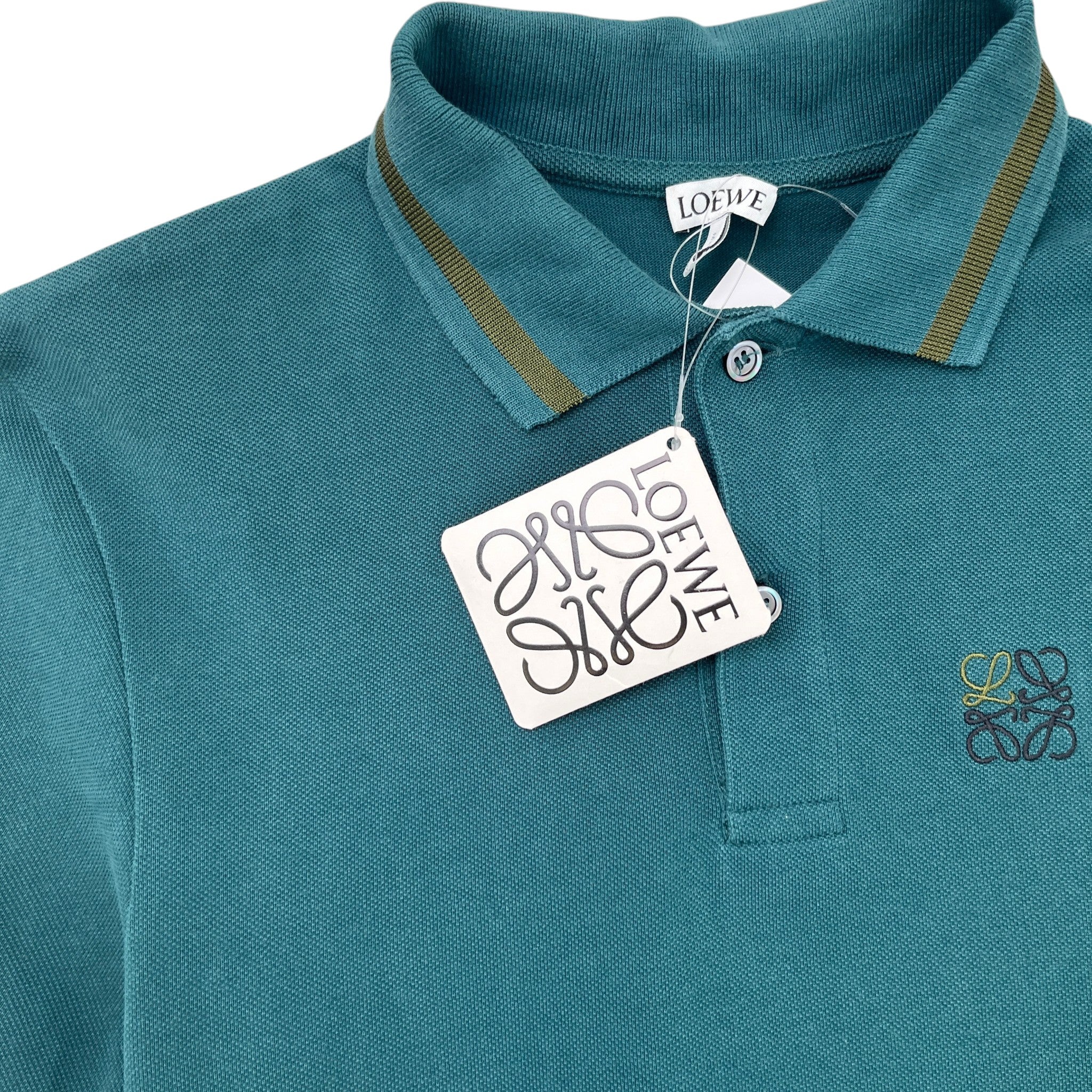 Men's Embroidered Logo Polo Shirt Green Size XS - Image 6