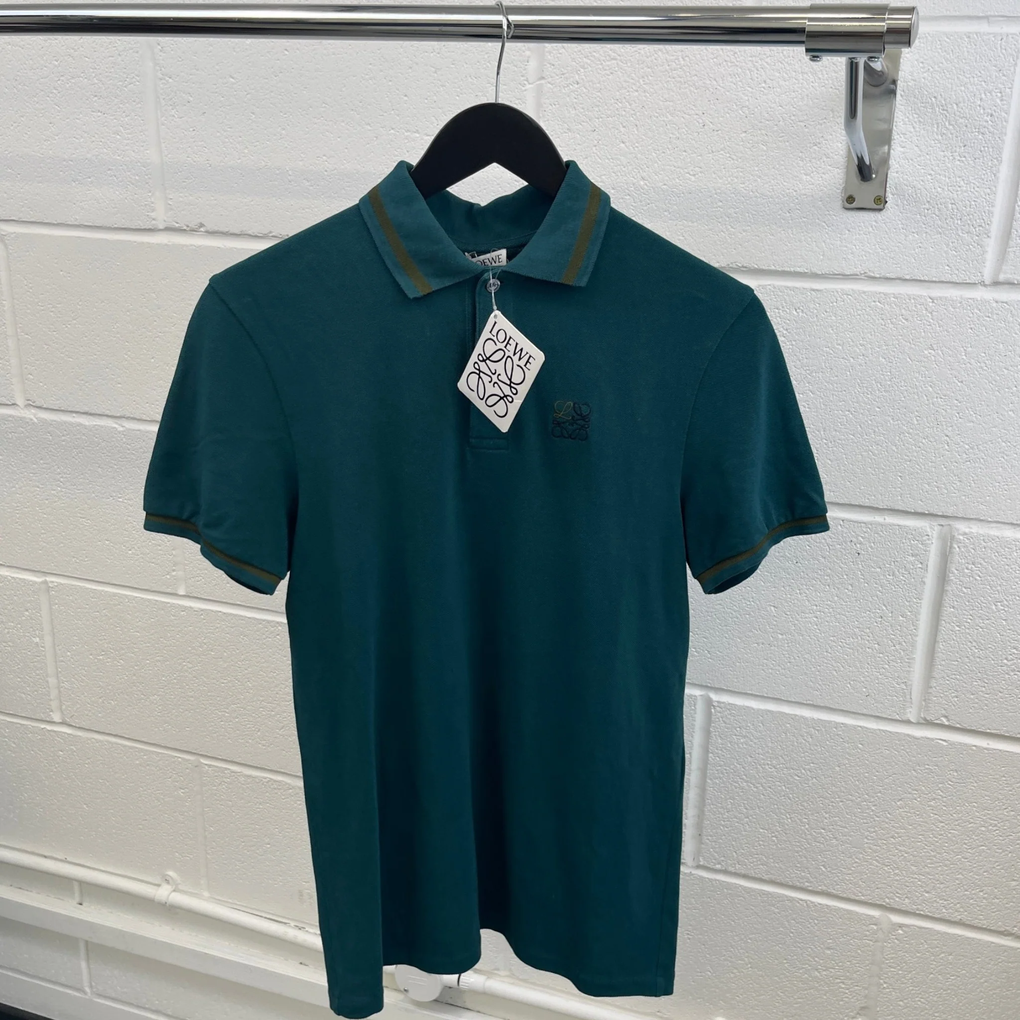 Men's Embroidered Logo Polo Shirt Green Size XS - Image 9
