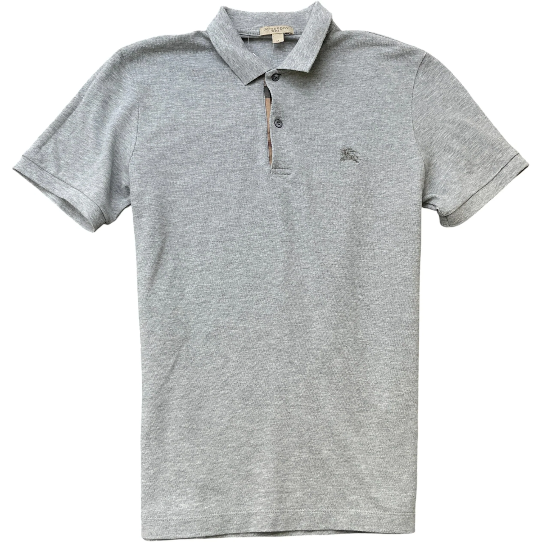Men's Embroidered Logo Polo Shirt Grey Size M