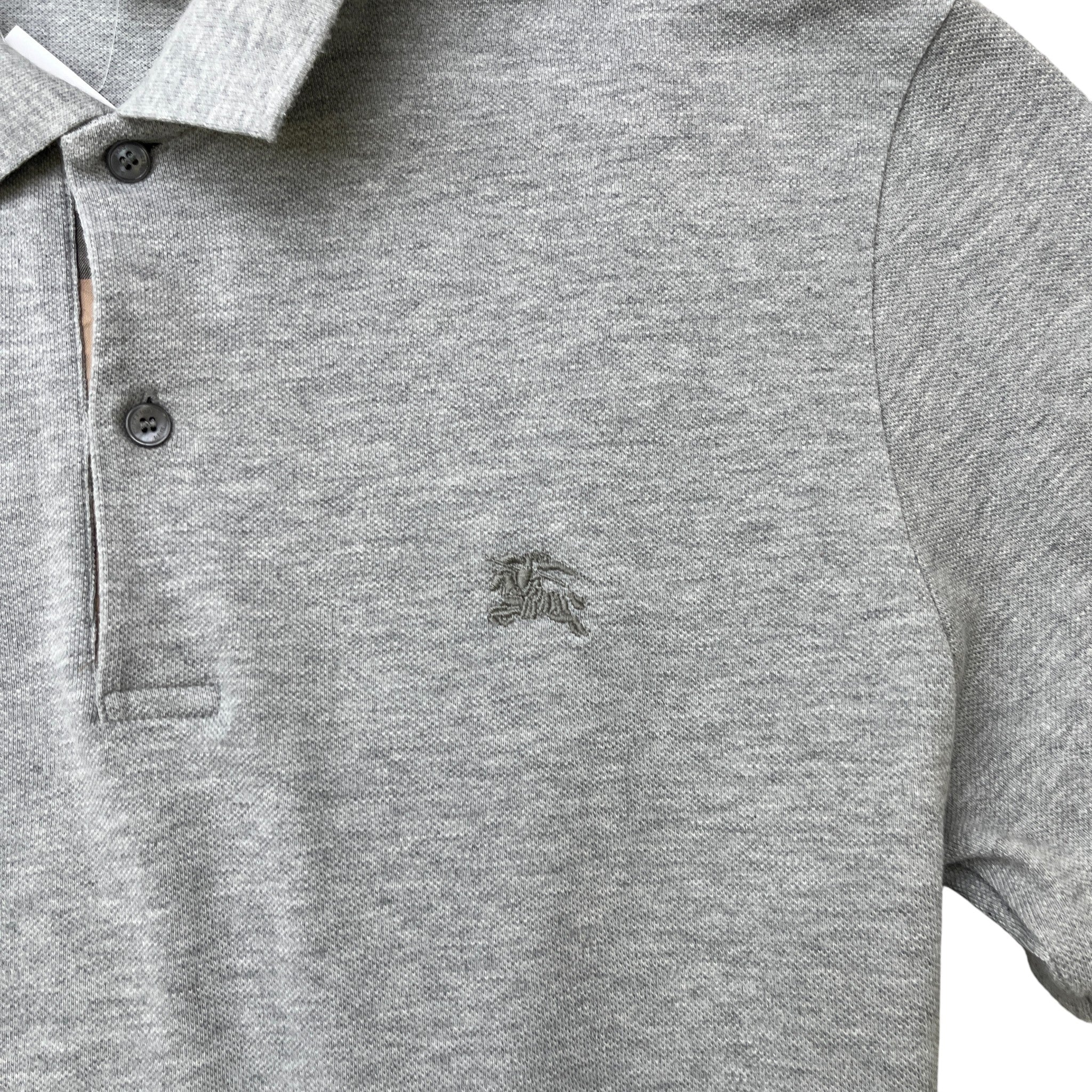 Men's Embroidered Logo Polo Shirt Grey Size M - Image 5