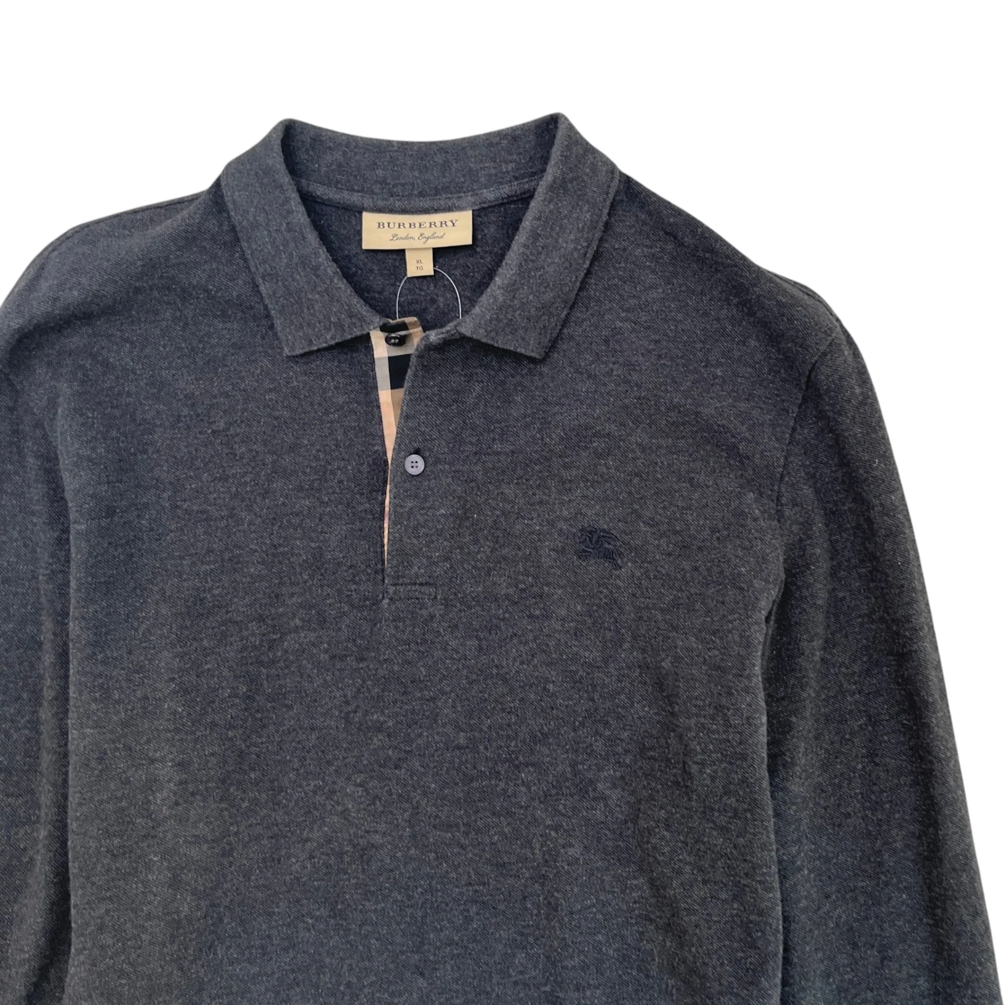 Men's Embroidered Logo Polo Shirt Grey Size XL - Image 5