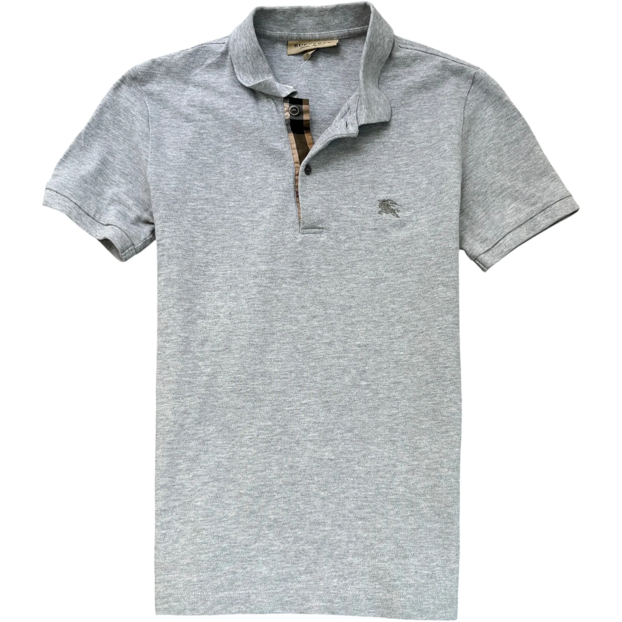 Men's Embroidered Logo Polo Shirt Grey Size XS