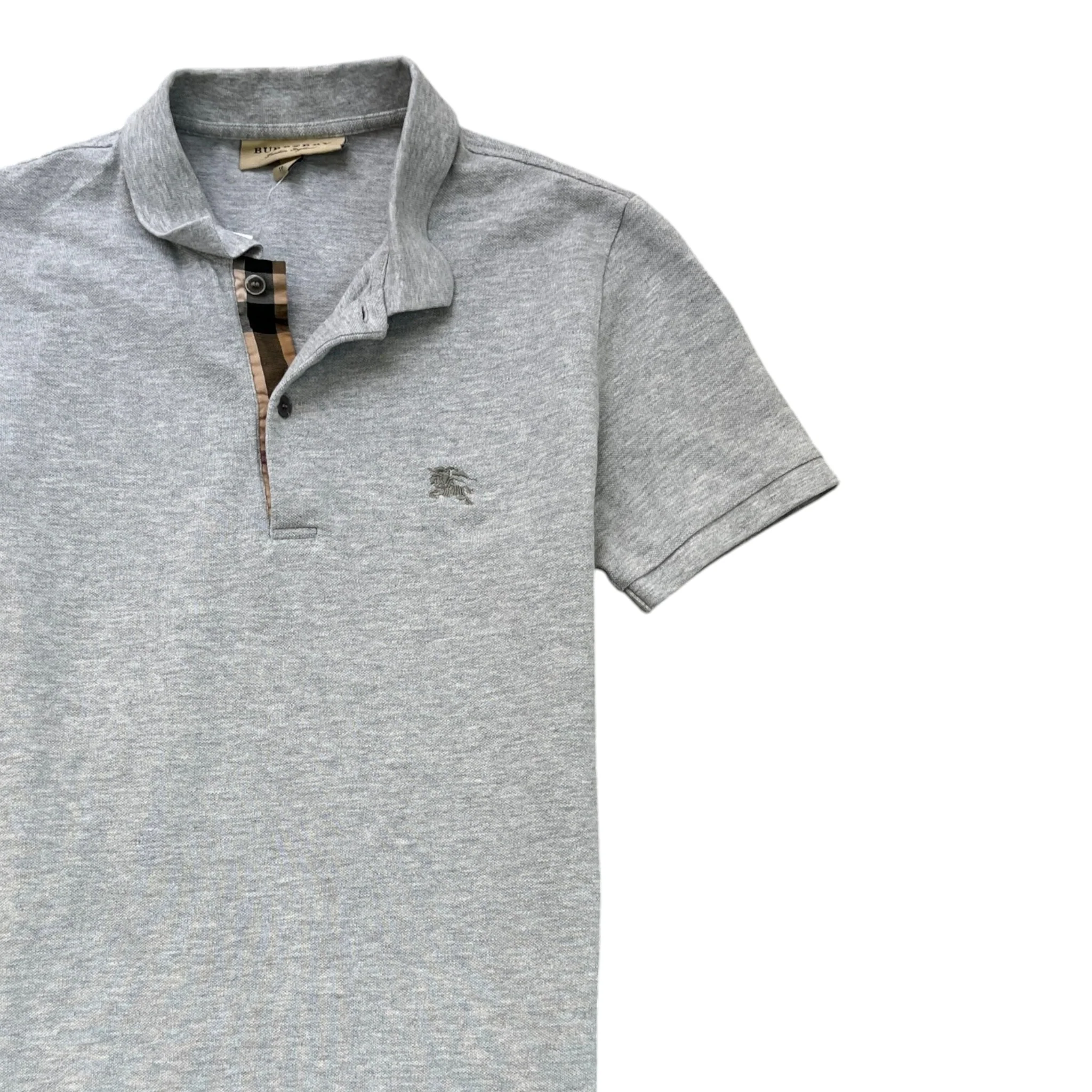 Men's Embroidered Logo Polo Shirt Grey Size XS - Image 3