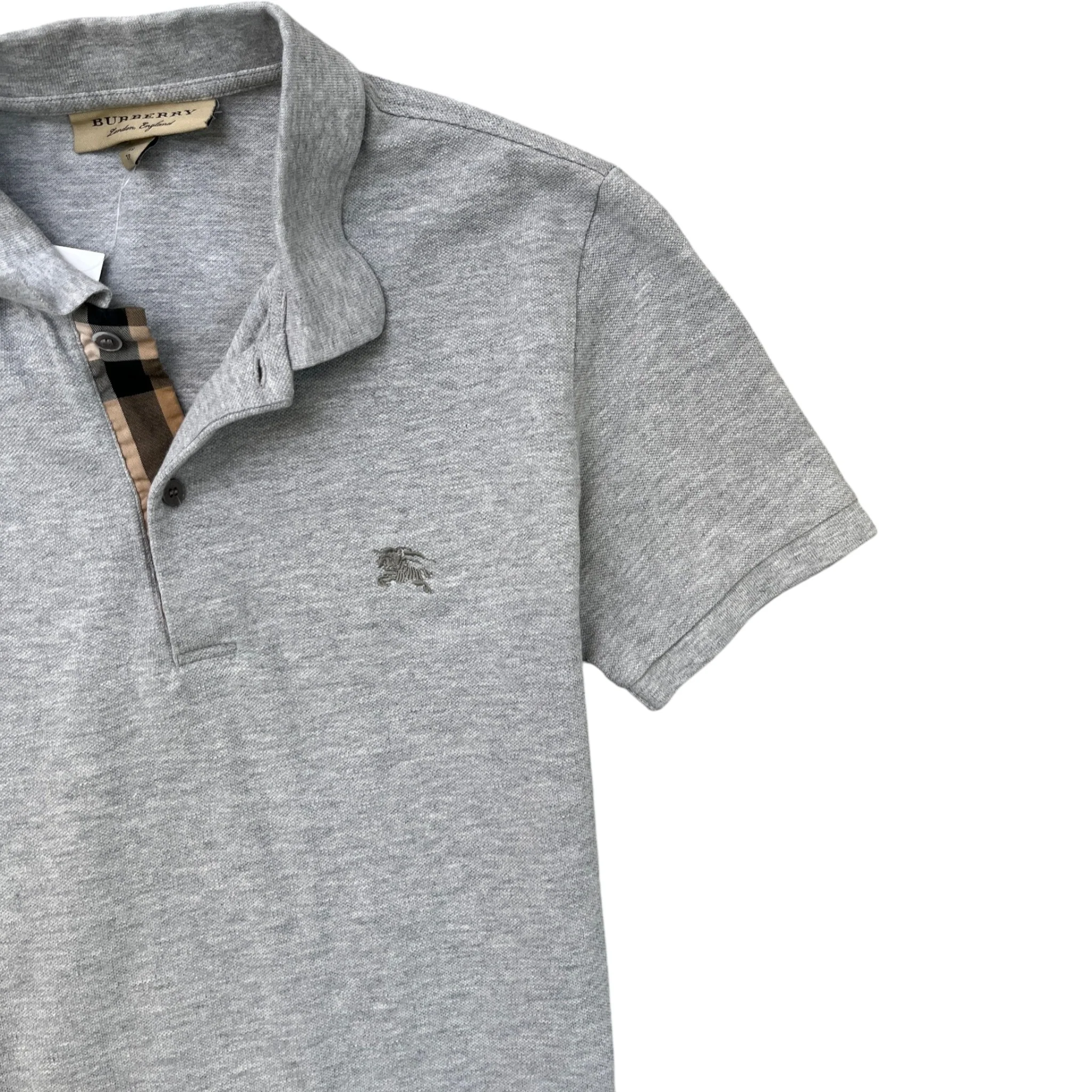 Men's Embroidered Logo Polo Shirt Grey Size XS - Image 5