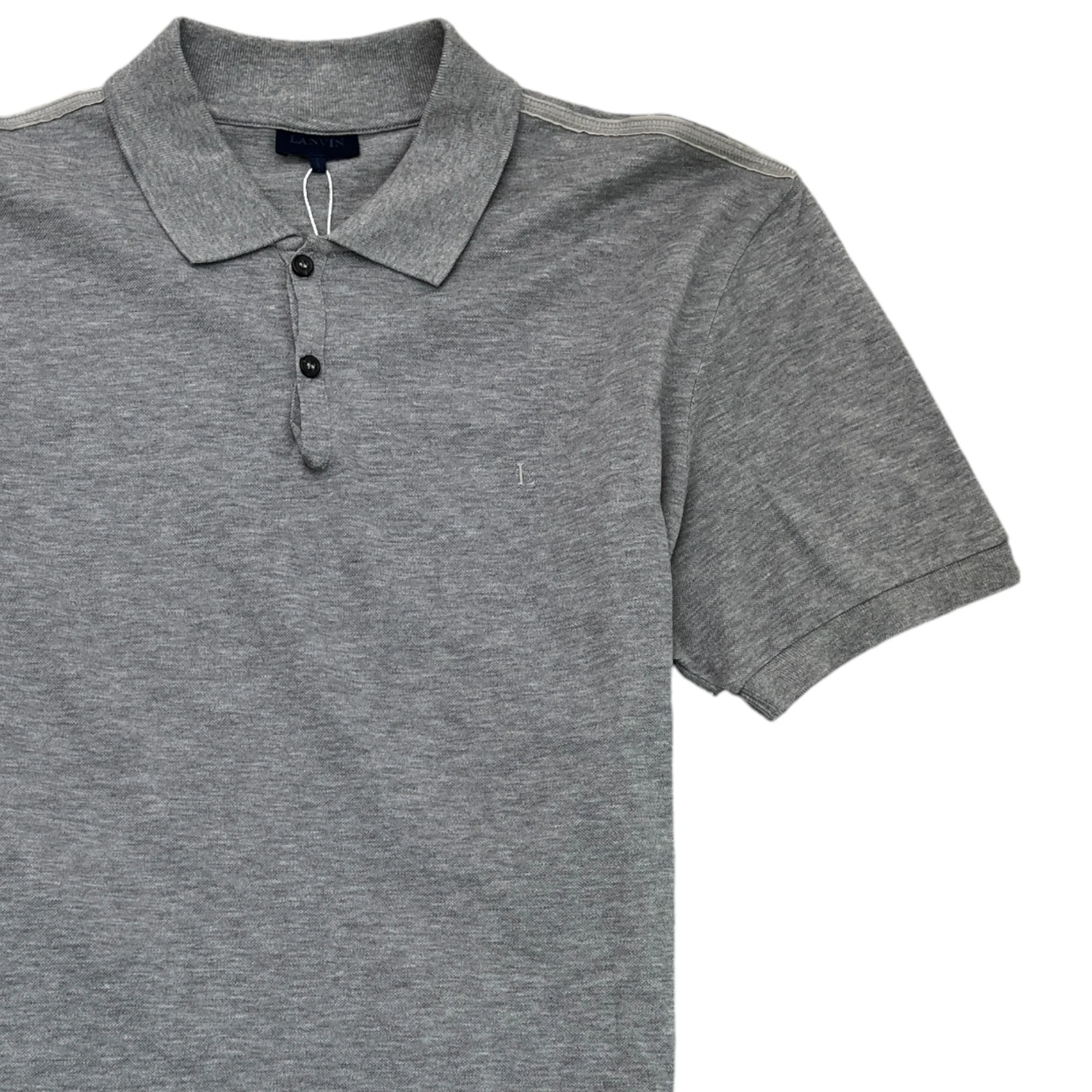 Men's Embroidered Logo Polo Shirt Grey Size XXL - Image 3